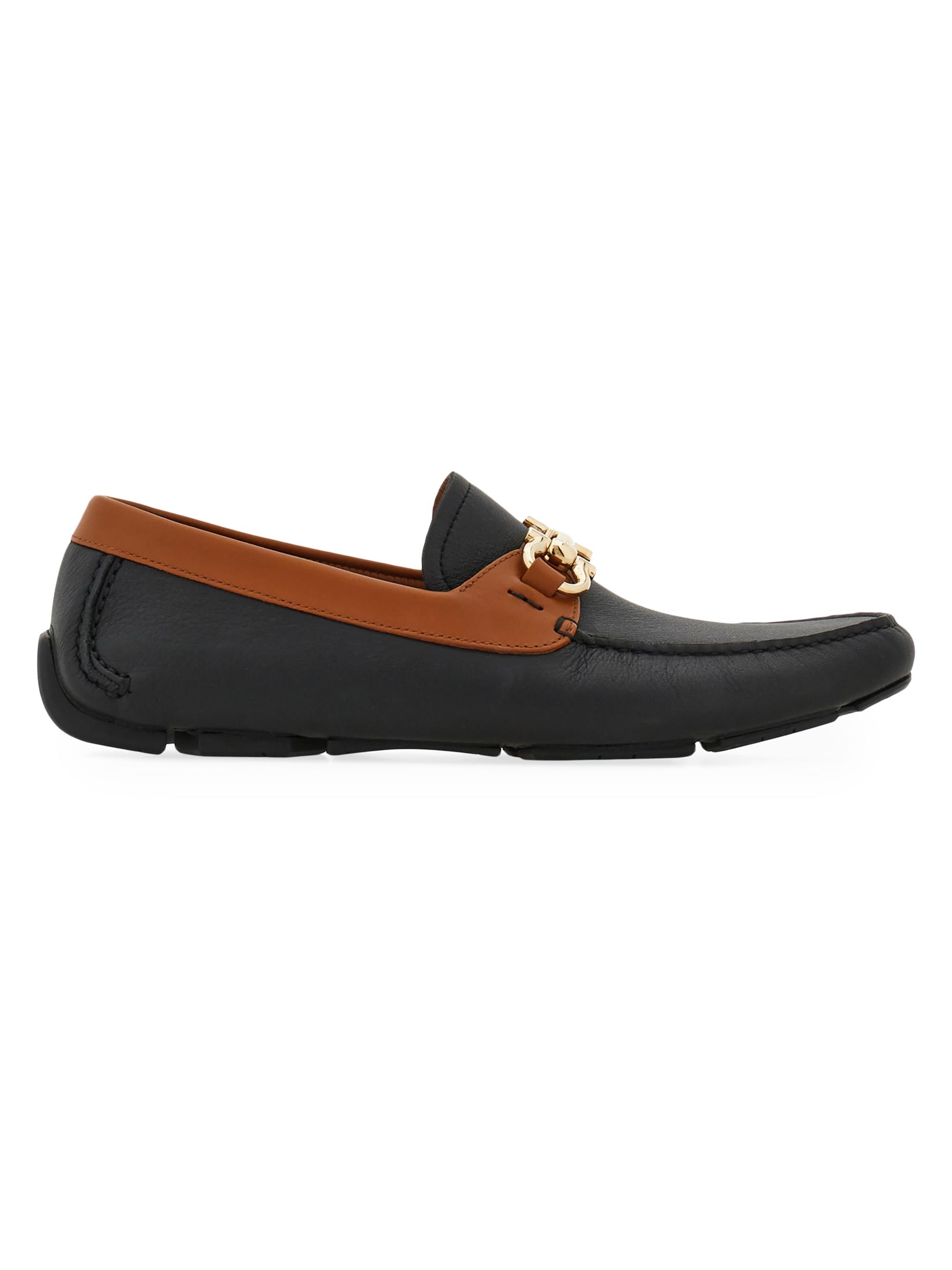 FERRAGAMO Men's Leather Moccasins - Nero Naturale