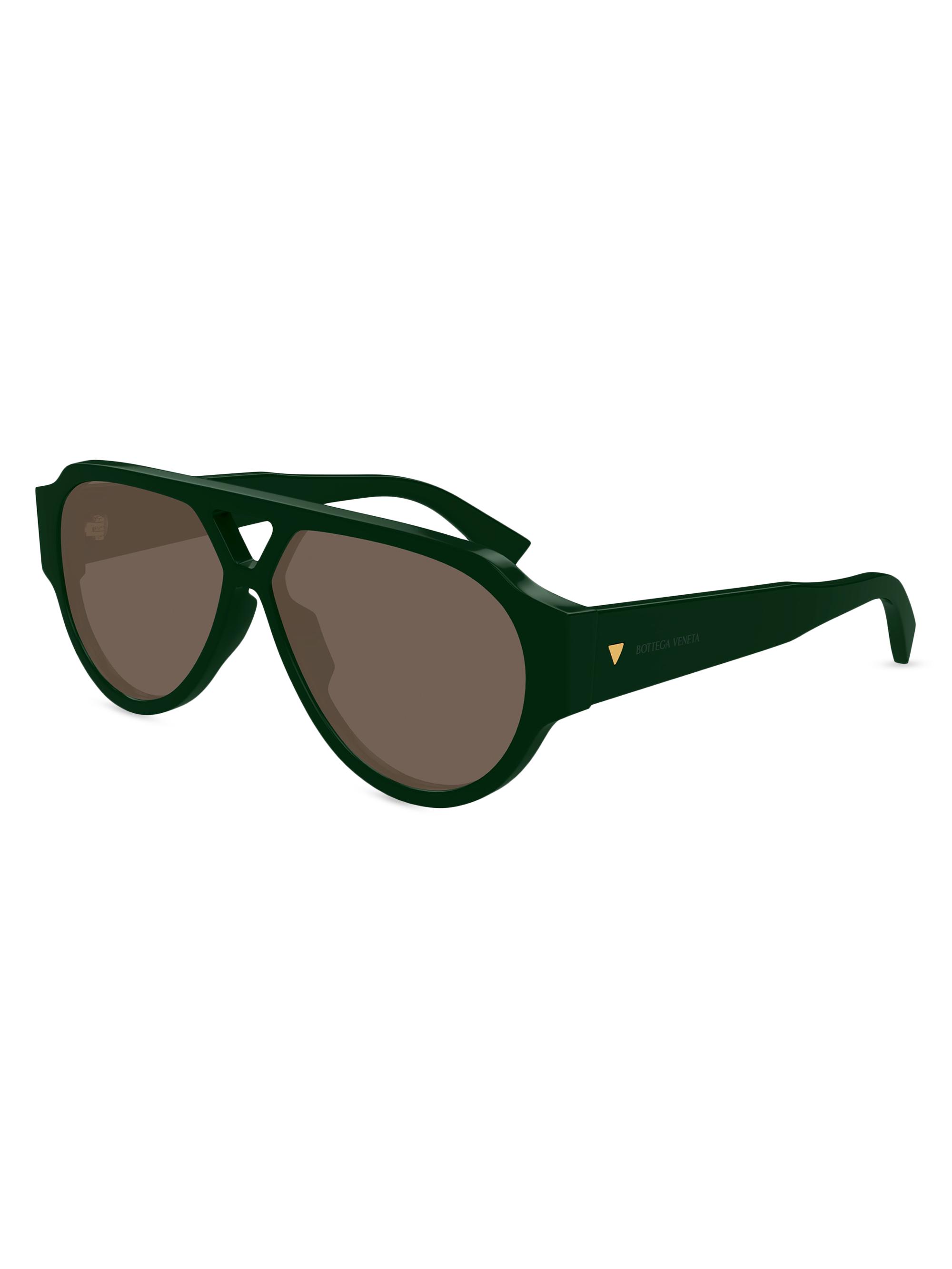 Bottega Veneta Men's Bold Triangle Stud 59MM Pilot Sunglasses - Brown Green