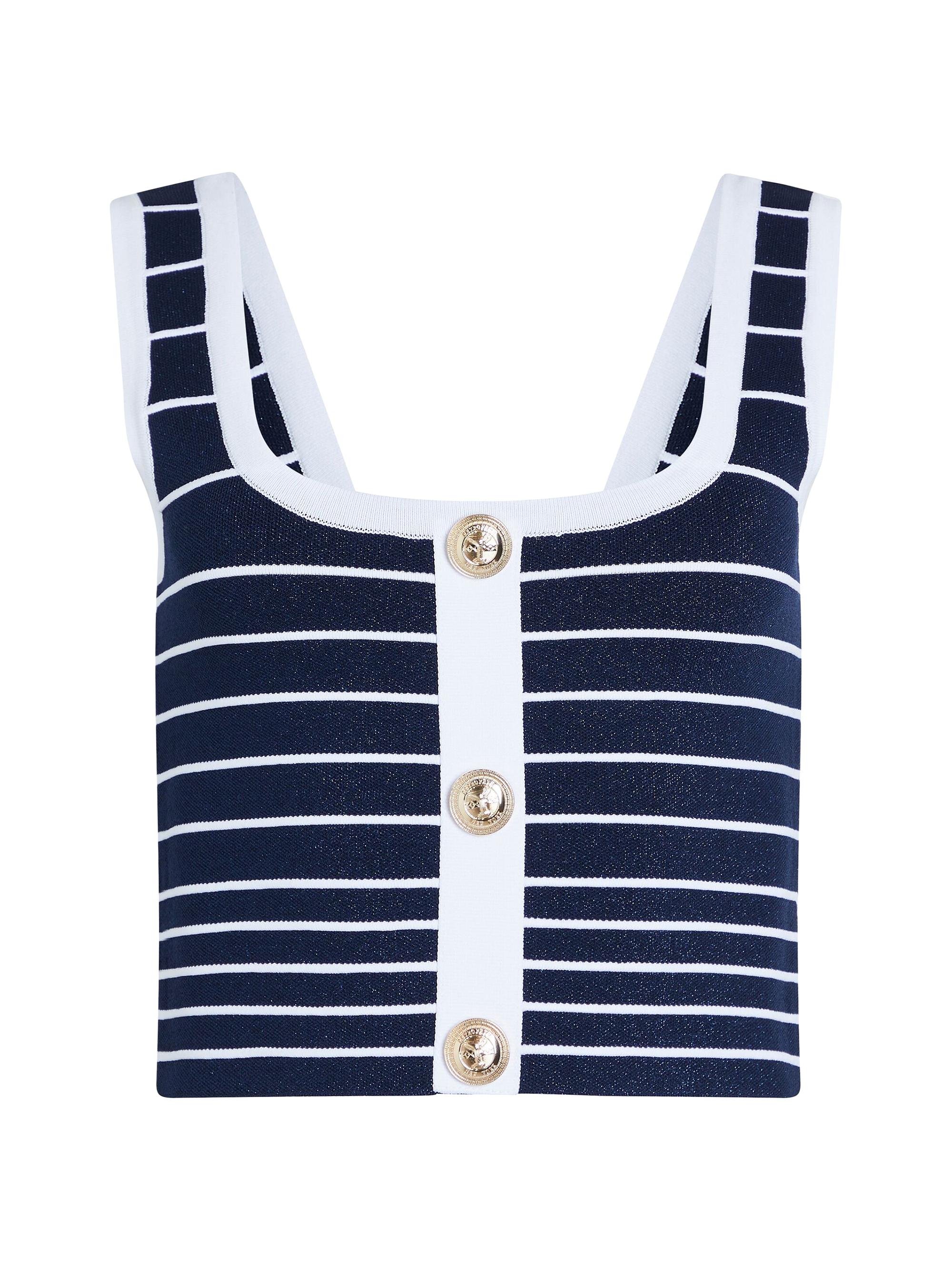 Retrofête Women's Zadie Top - Metallic Navy White