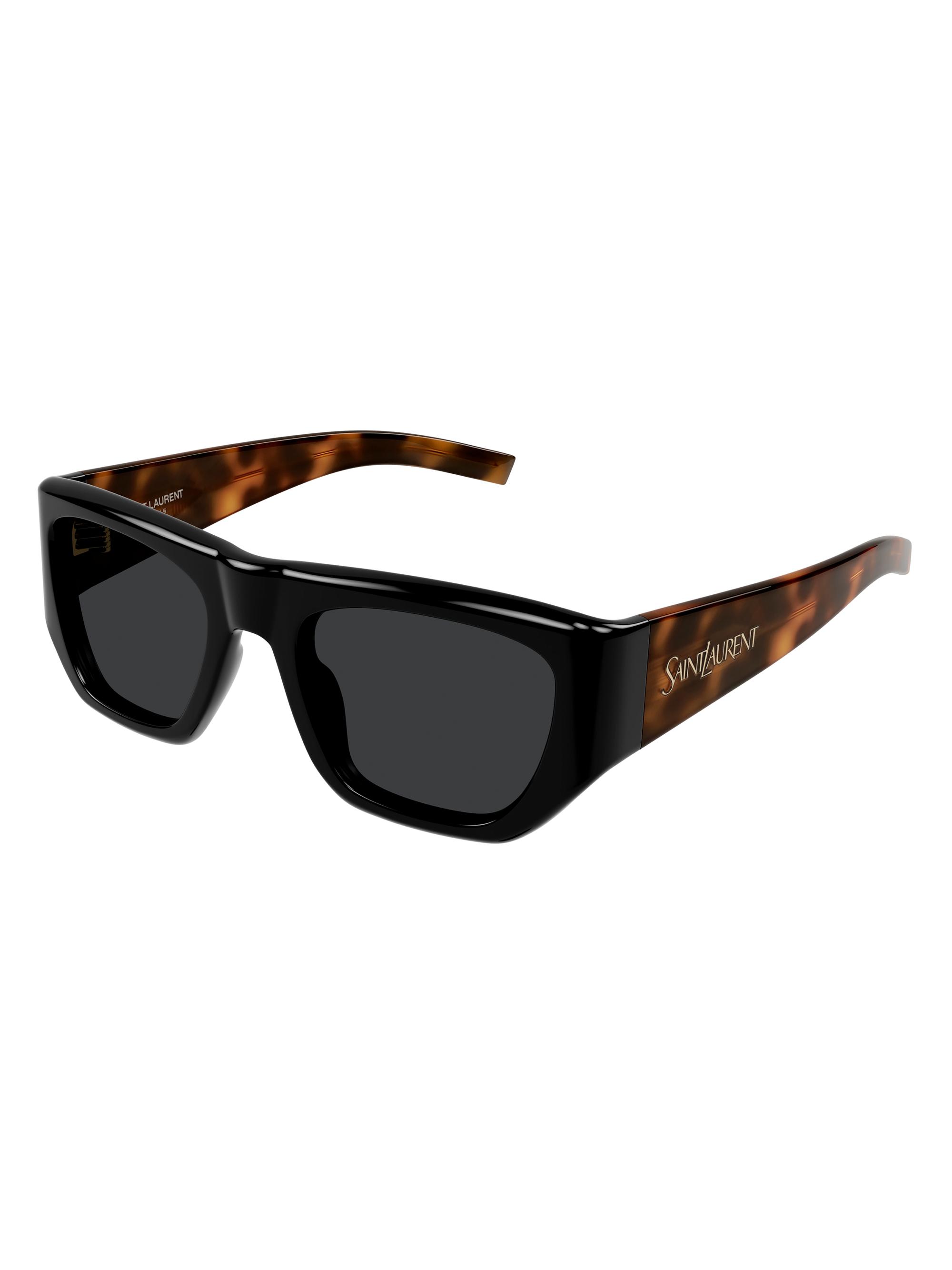 Saint Laurent Women's Vintage Logo SL 740 Squared Sunglasses - Dark Grey Black Havana | Thumbnail 2