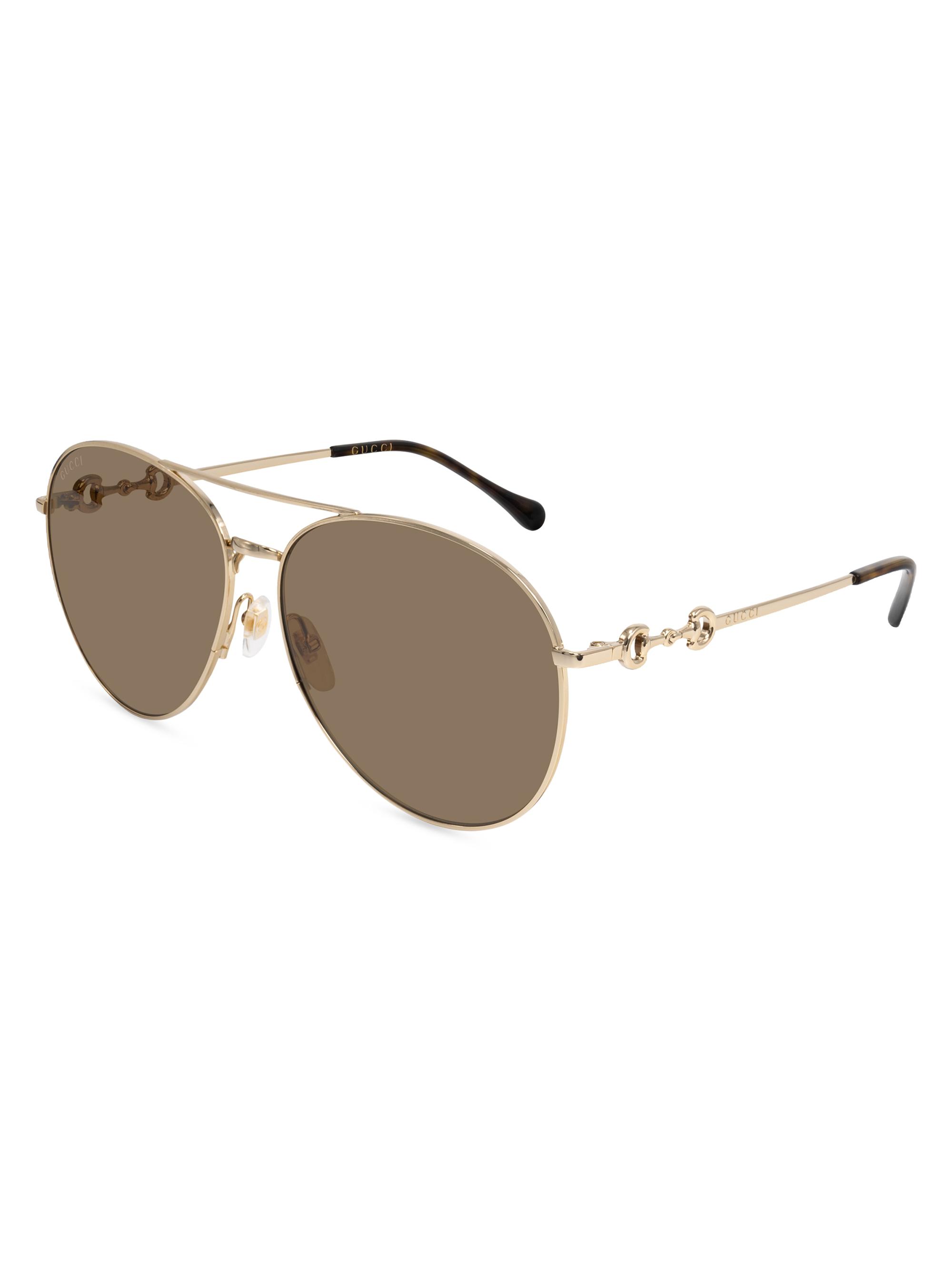 小物 GUCCI Horsebit Sunglasses Brown Horsebit rectangular sunglasses in brown - Gucci | Mytheresa