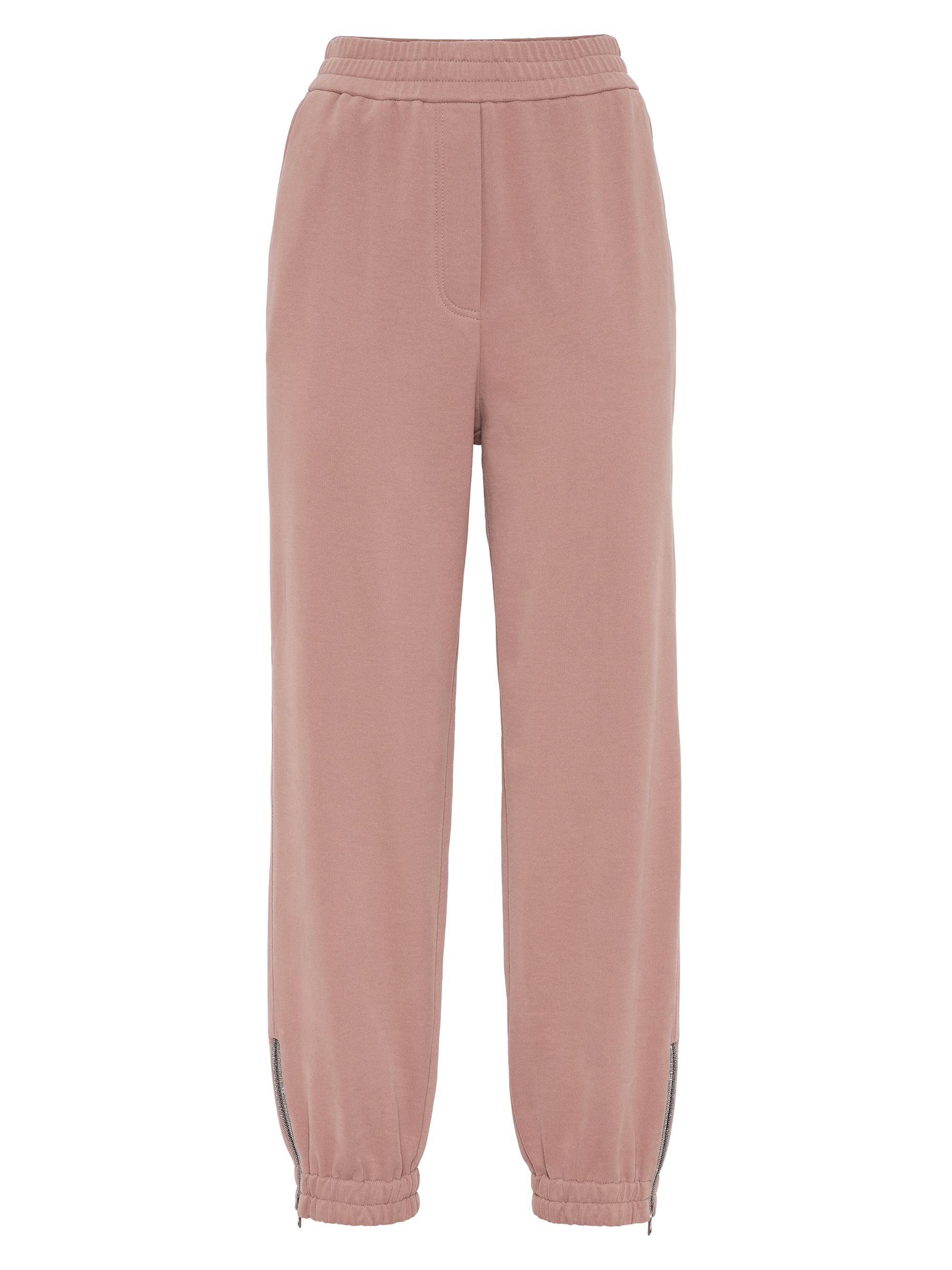 Brunello Cucinelli Women's Cotton Smooth French Terry Track Trousers - Pink