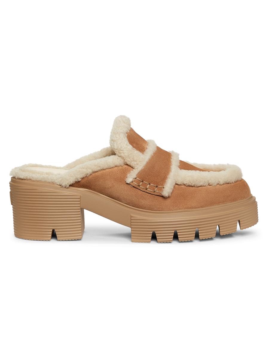 Stuart Weitzman Lennox 30MM Shearling Suede Mules | Saks