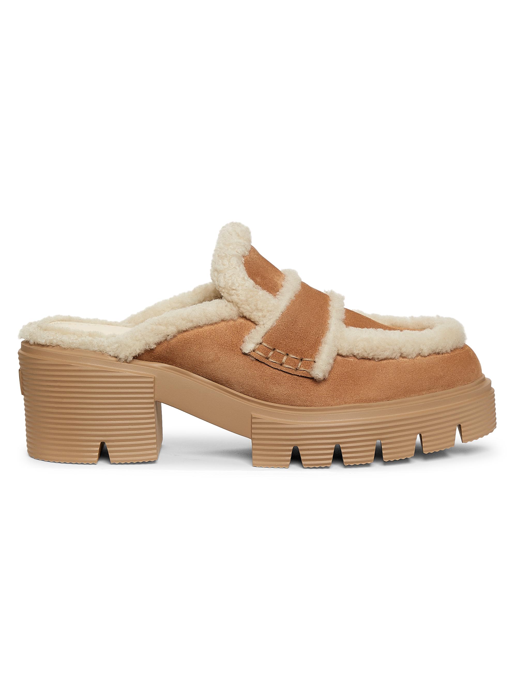 Stuart Weitzman Women's Lennox 30MM Shearling Suede Mules - New Camel