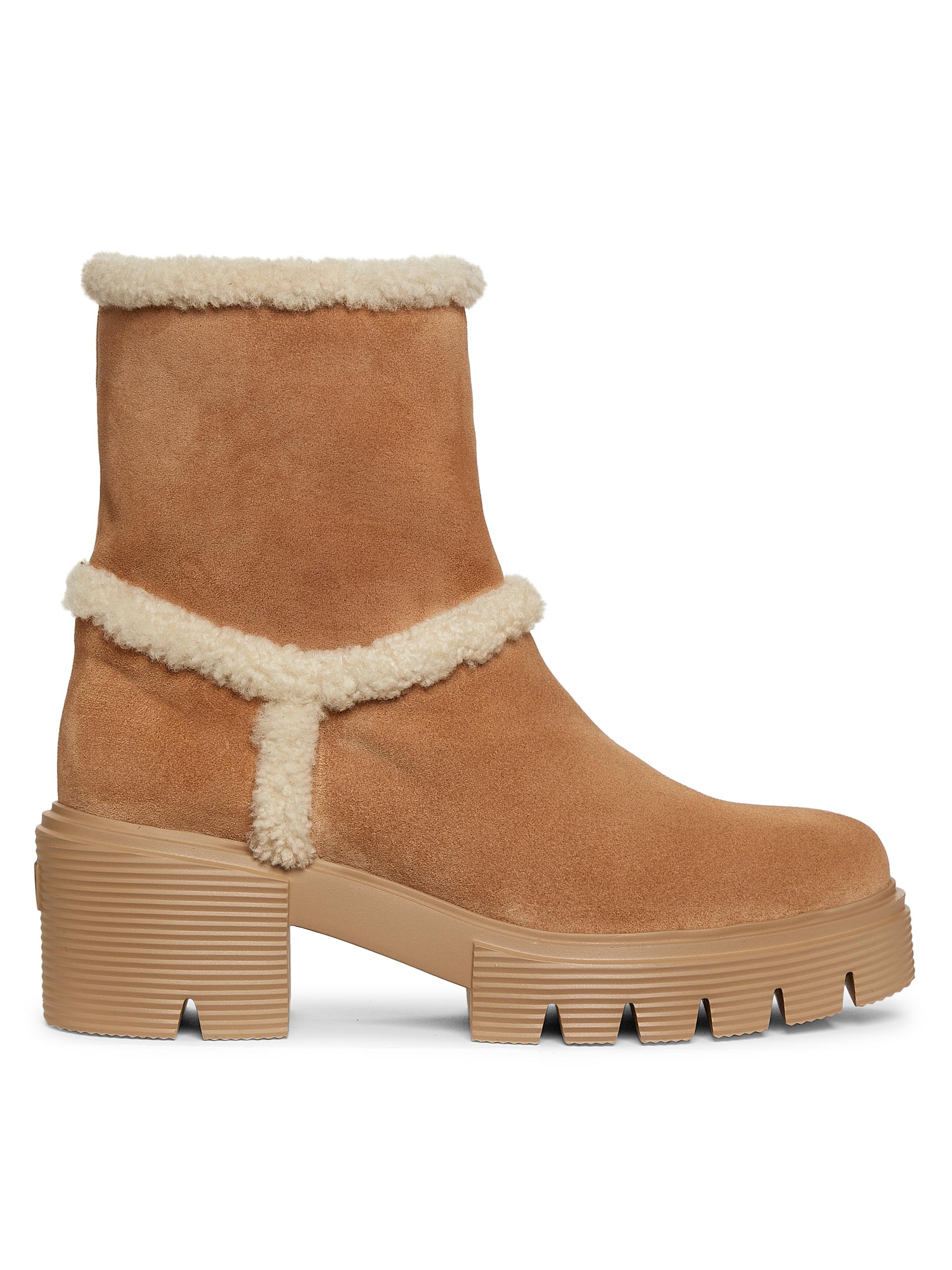 Stuart Weitzman Women's Lennox Shearling-Trimmed Booties - New Camel