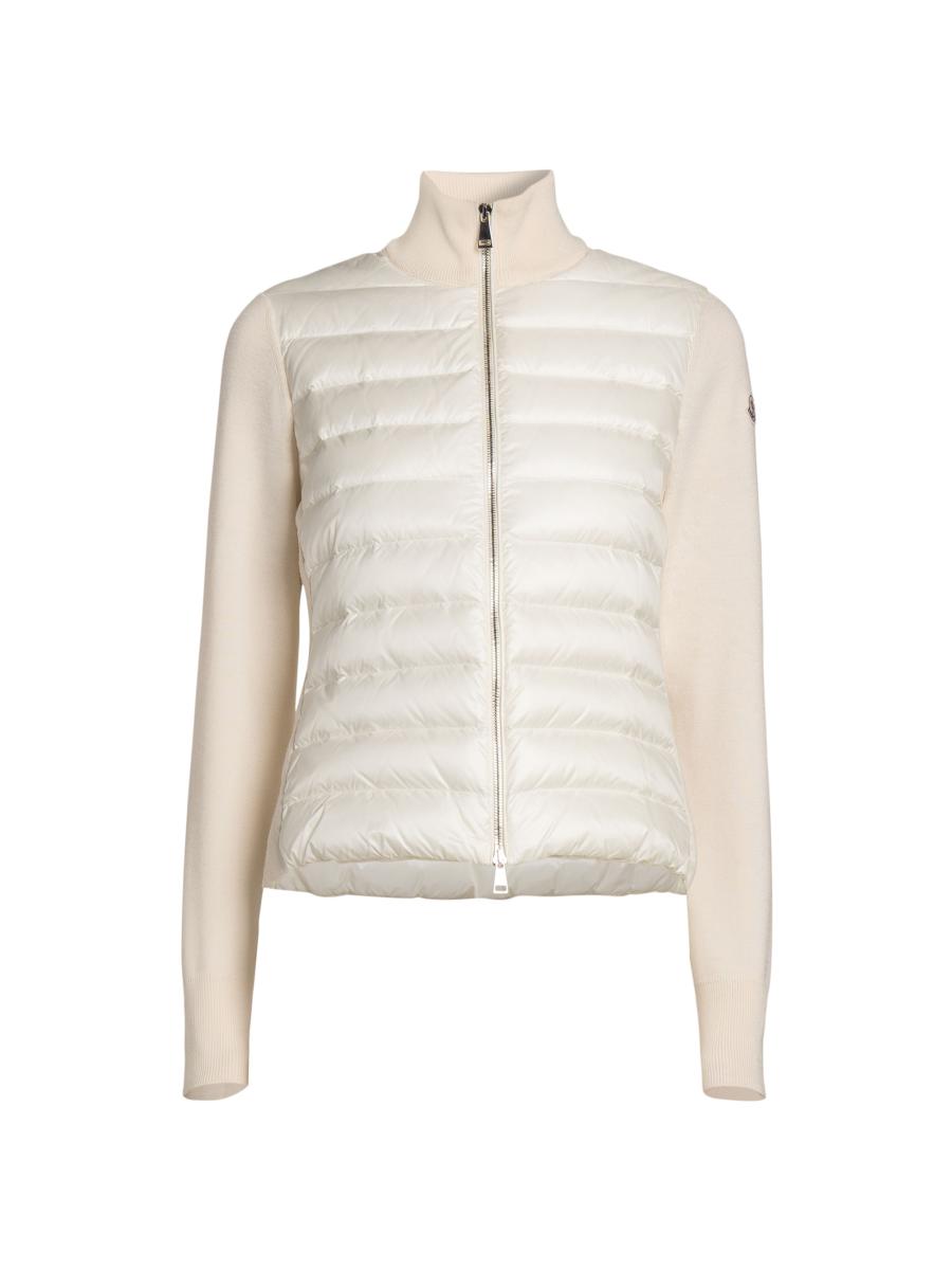 Shop Moncler Padded Down Knit Wool Cardigan | Saks Fifth Avenue
