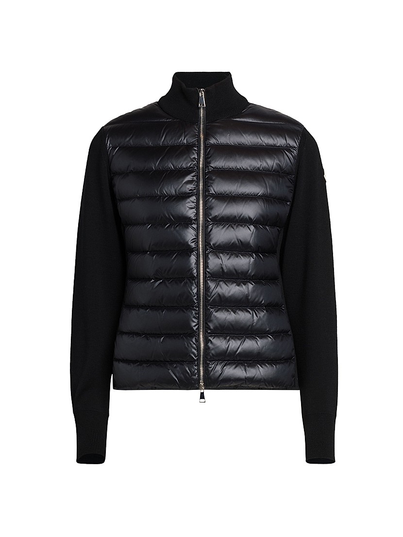 Shop Moncler Padded Down Knit Wool Cardigan | Saks Fifth Avenue Shop Moncler Padded Down Knit Wool Cardigan | Saks Fifth Avenue