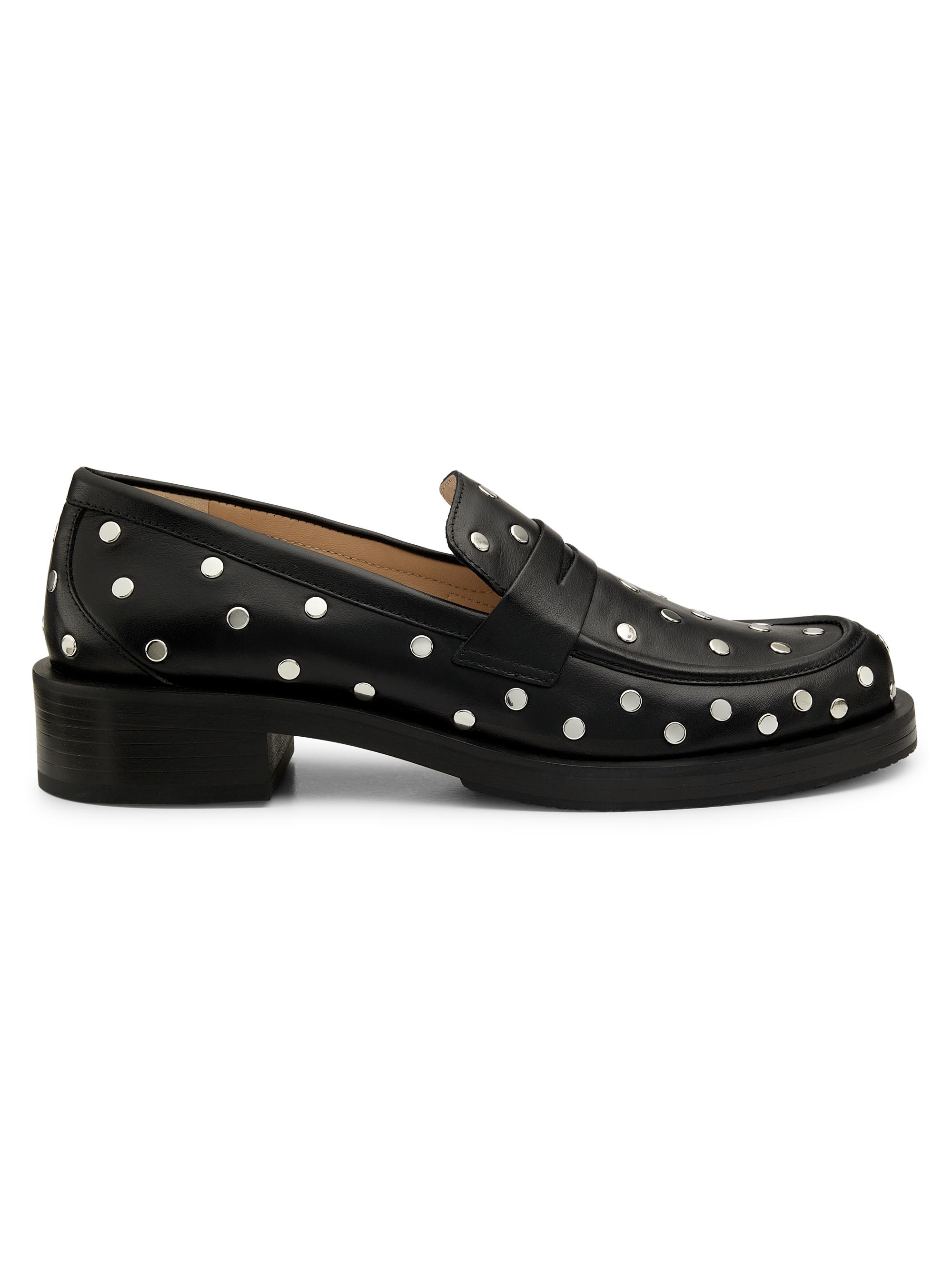 Stuart Weitzman Women's Palmer Bold Studded Leather Loafers - Black