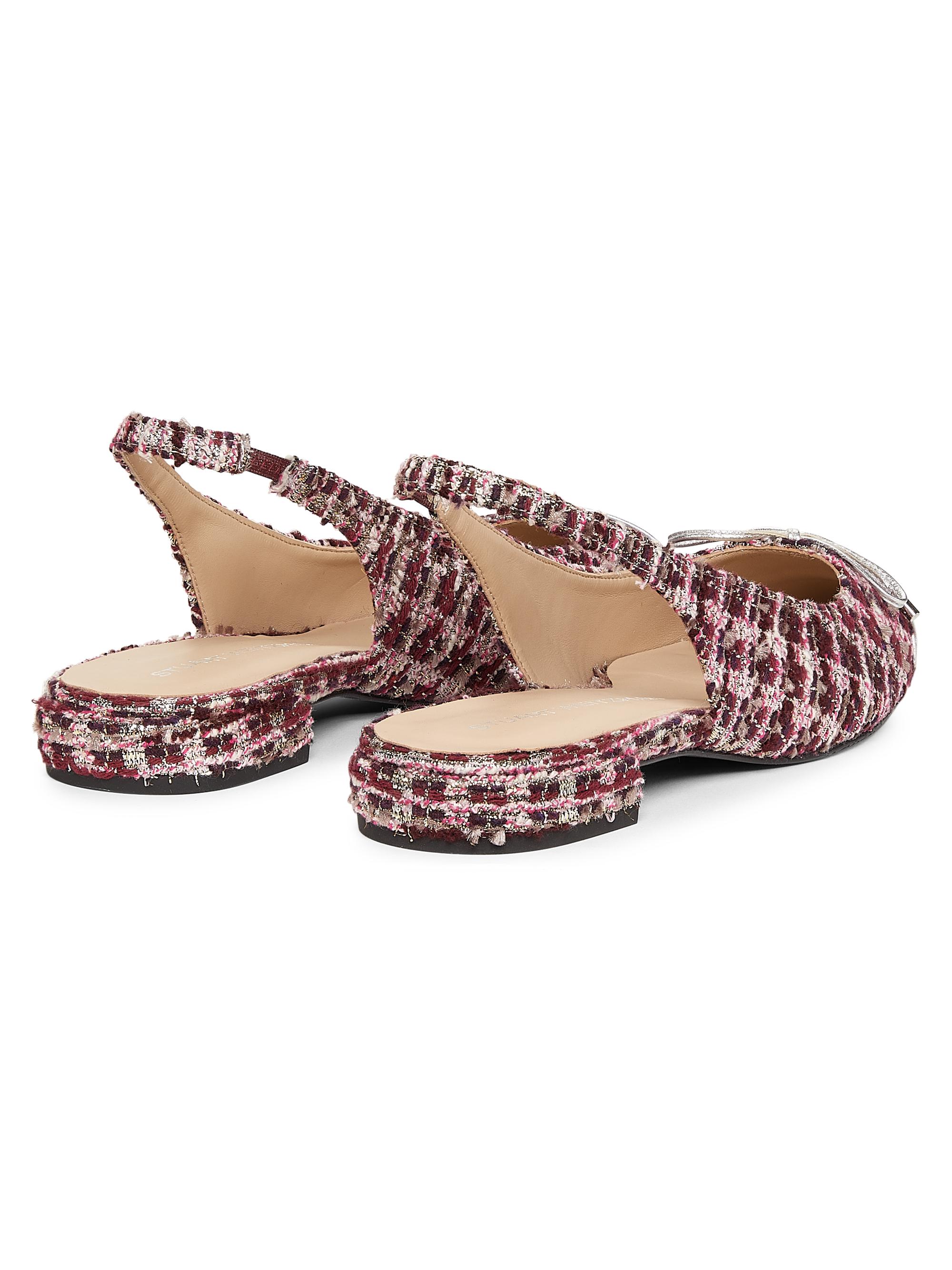 Stuart Weitzman Sleek Bow Sparkle Tweed Slingback Flats