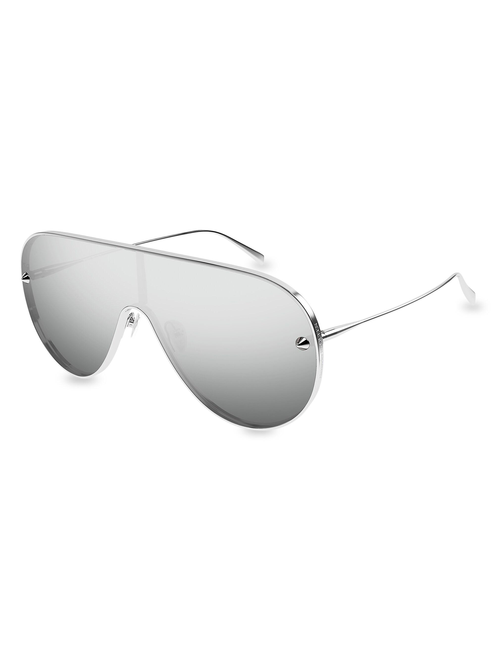 McQueen Women's Metal Studs 99MM Pilot Sunglasses - Silver Silver