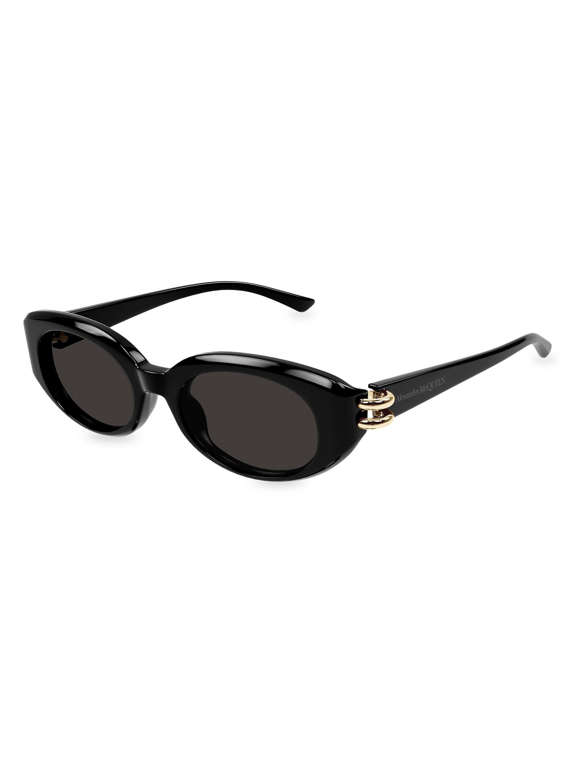 McQueen Women's Piercing 50MM Oval Sunglasses - Dark Grey Black