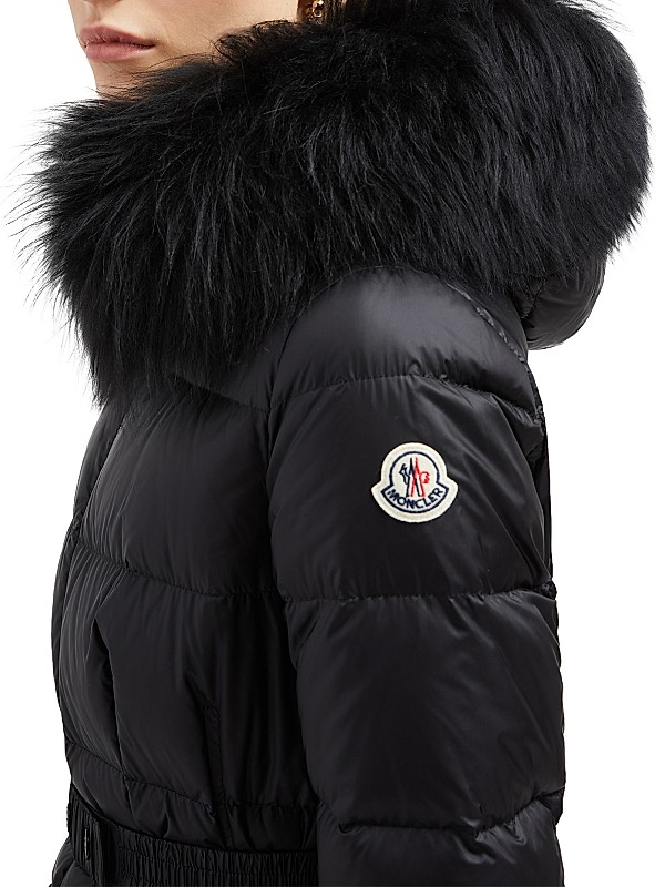 Shop Moncler Boedic Belted Coat with Removable Shearling Shop Moncler Boedic Belted Coat with Removable Shearling