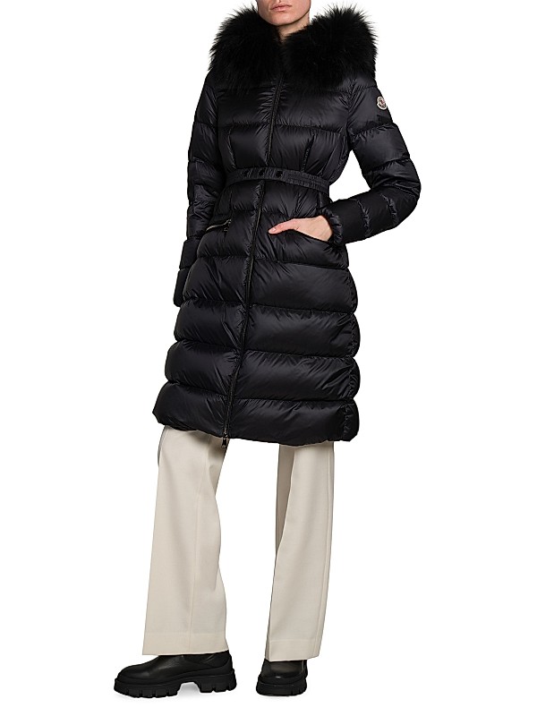 Shop Moncler Boedic Belted Coat with Removable Shearling Shop Moncler Boedic Belted Coat with Removable Shearling