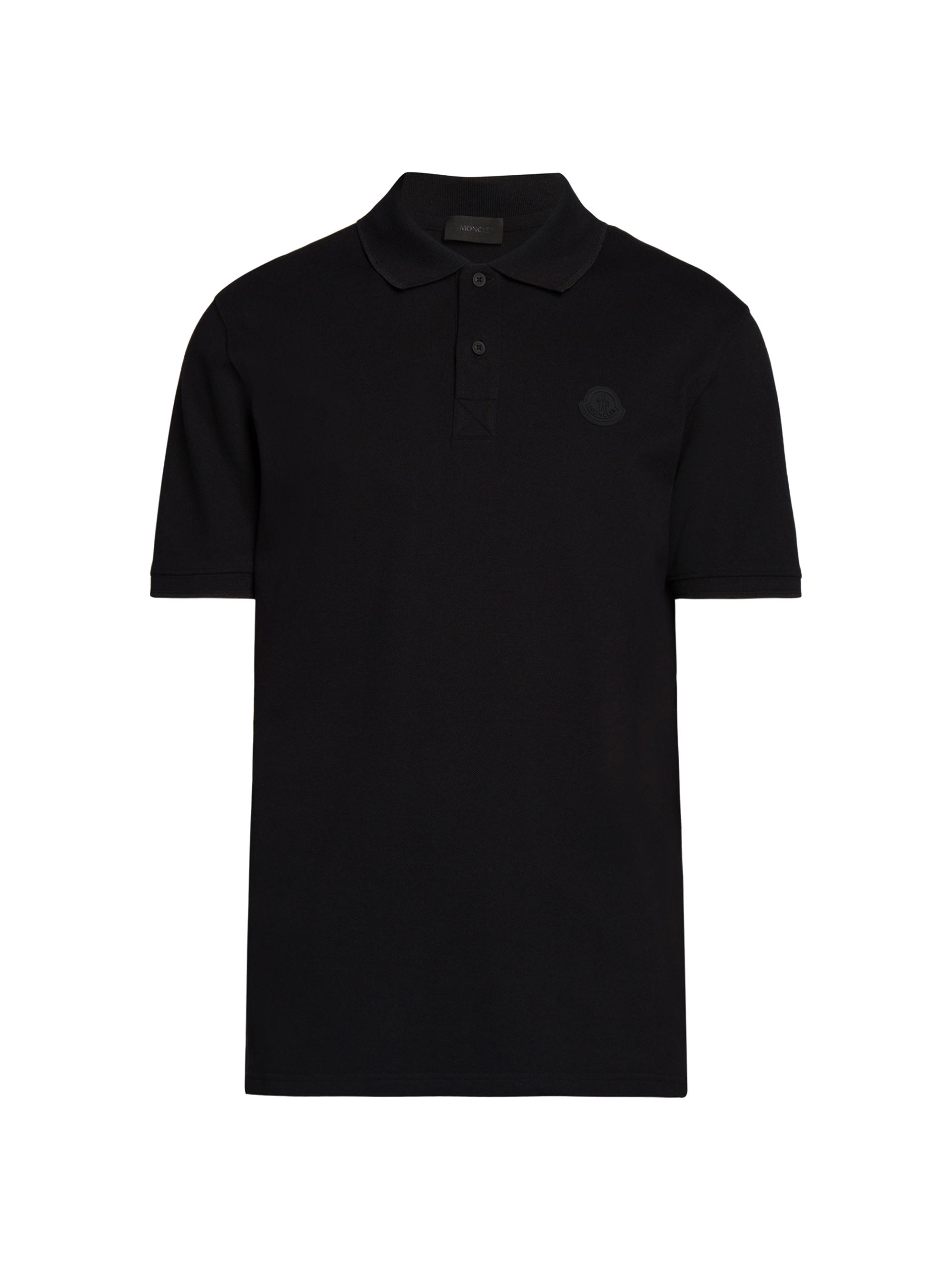 Moncler Men's Short Sleeve Logo Patch Polo Shirt - Black
