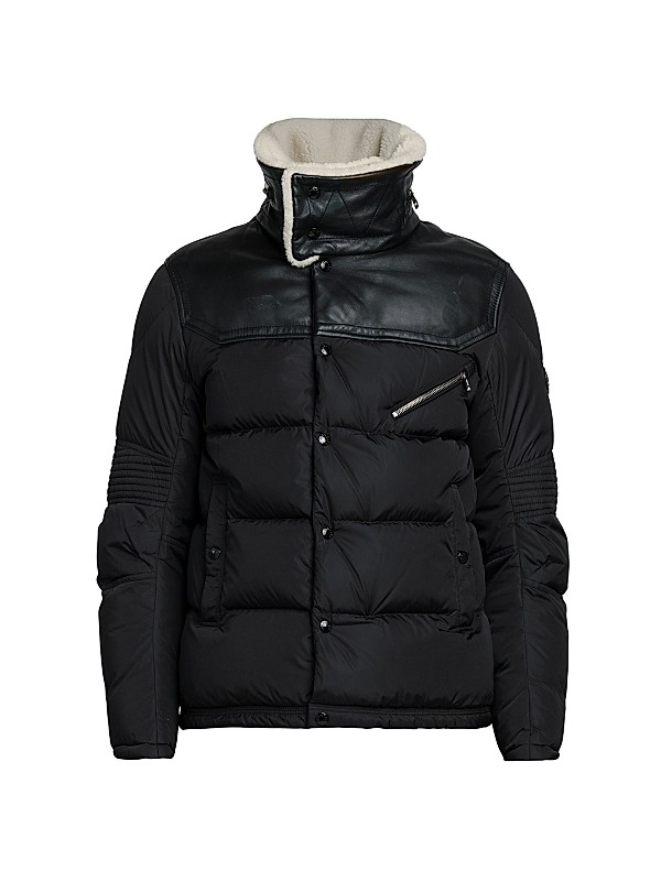 Shop Moncler Leo Biker Jacket with Shearling Collar | Saks Shop Moncler Leo Biker Jacket with Shearling Collar | Saks