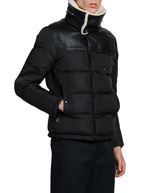 Shop Moncler Leo Biker Jacket with Shearling Collar | Saks Shop Moncler Leo Biker Jacket with Shearling Collar | Saks