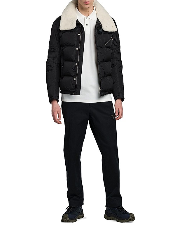 Shop Moncler Leo Biker Jacket with Shearling Collar | Saks Shop Moncler Leo Biker Jacket with Shearling Collar | Saks