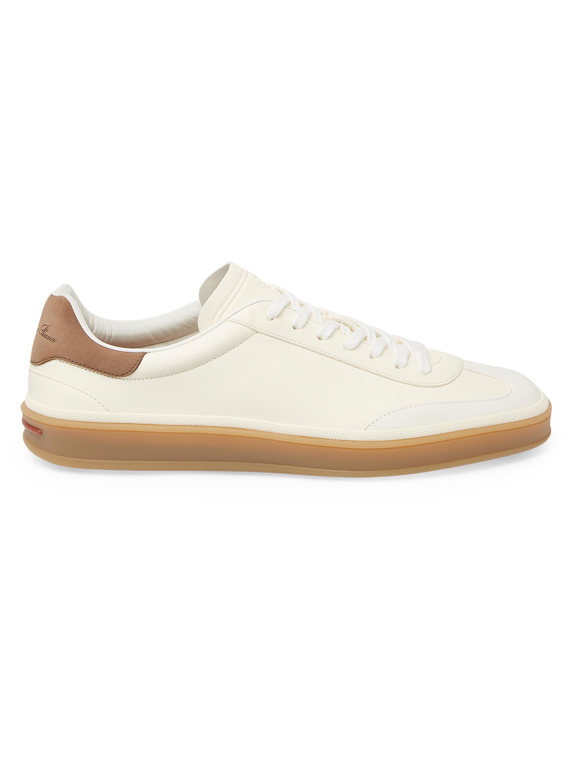 Loro Piana Men's Tennis Walk Leather Sneakers - White