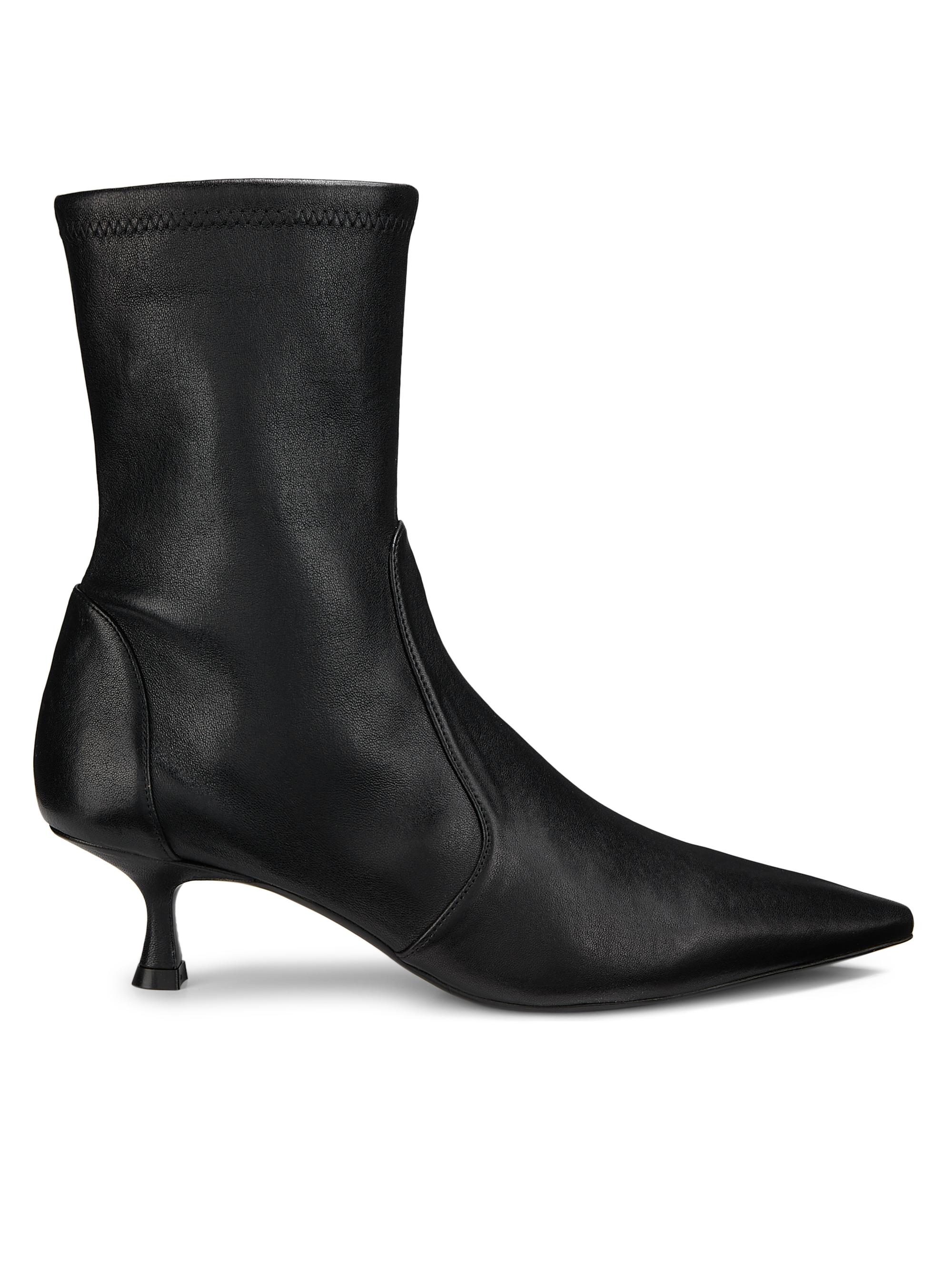 Stuart Weitzman Women's Naomi 50MM Leather Booties - Black