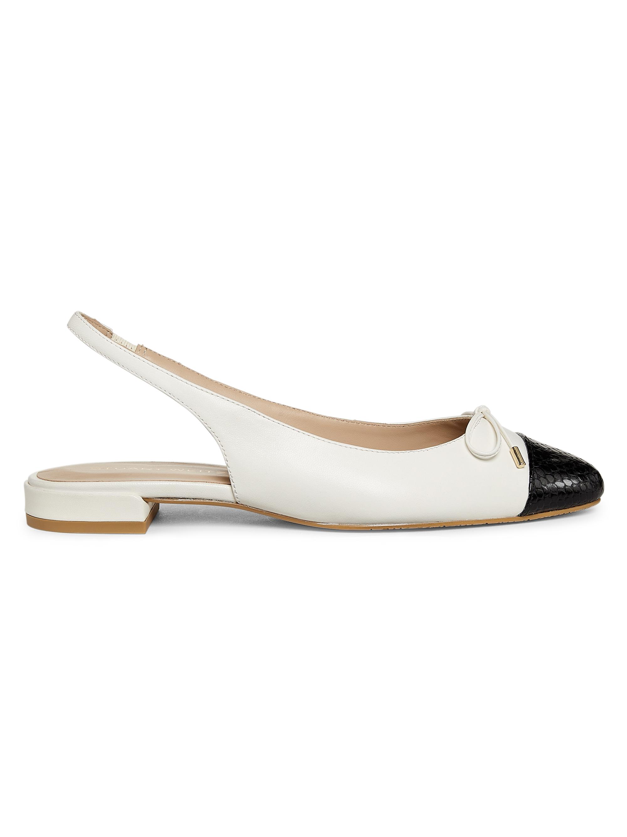 Stuart Weitzman Women's Bow-Embellished Slingback Flats - Cream And Black