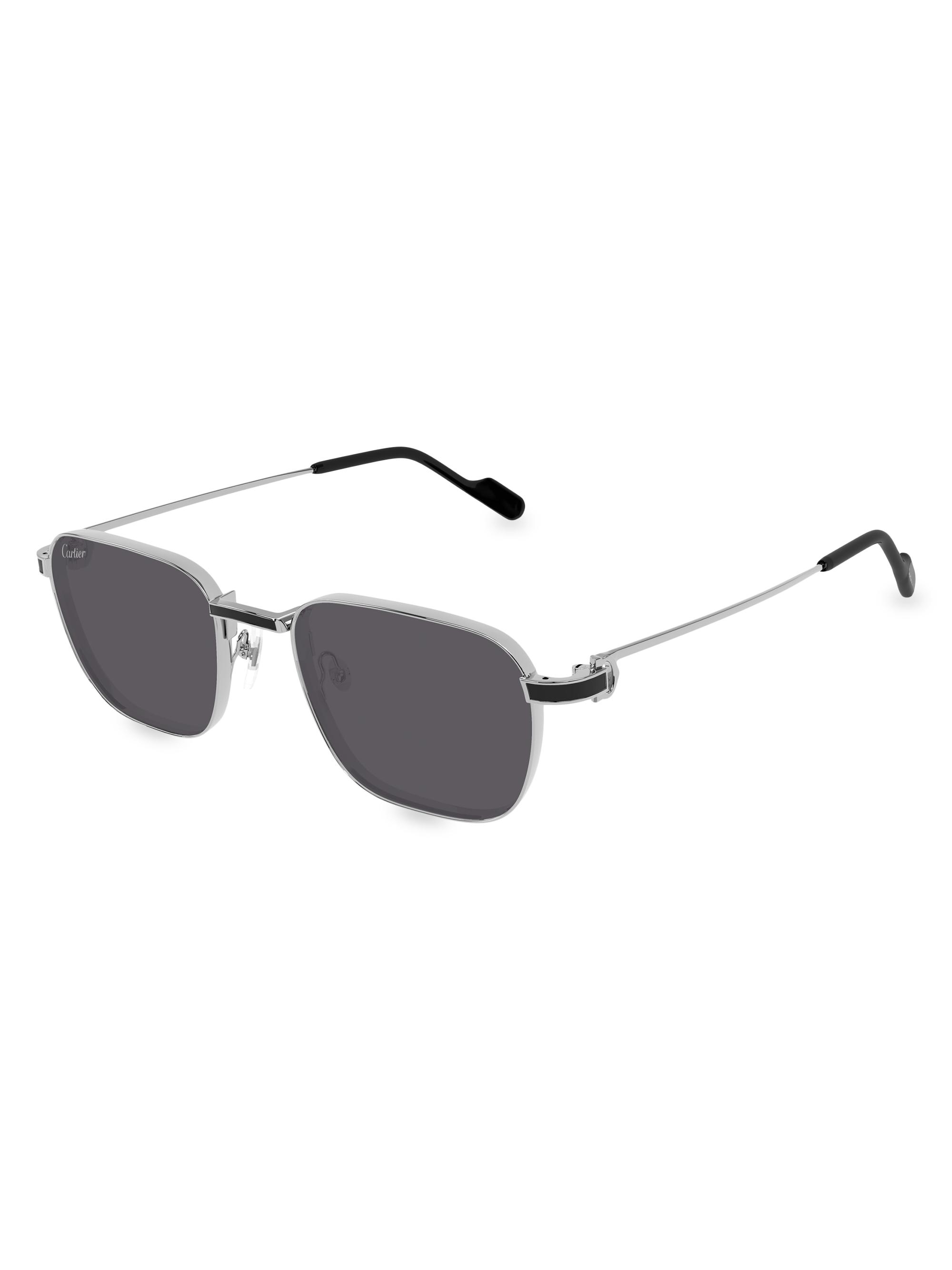 Cartier Men's Santos Evolution Première de  56MM Square Sunglasses - Dark Grey Silver