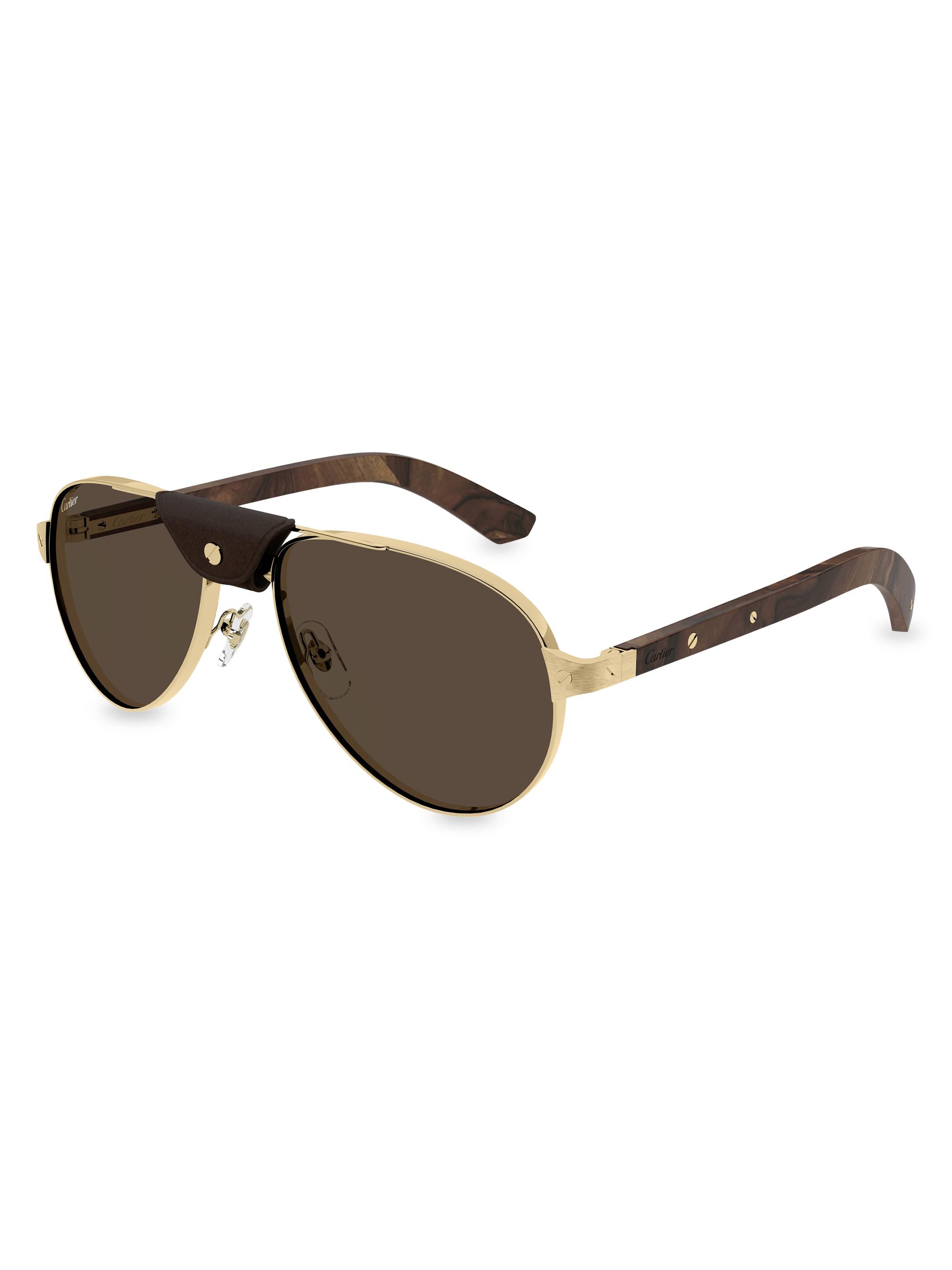 Cartier Santos Evolution 56MM Pilot Sunglasses | Saks Fifth Avenue