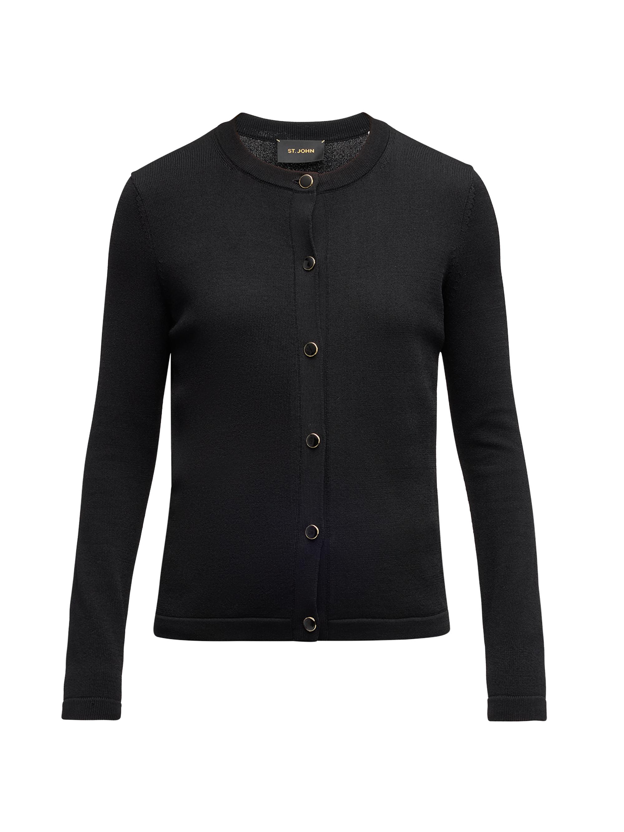 St. John Women's Santiago Crewneck Cardigan - Black