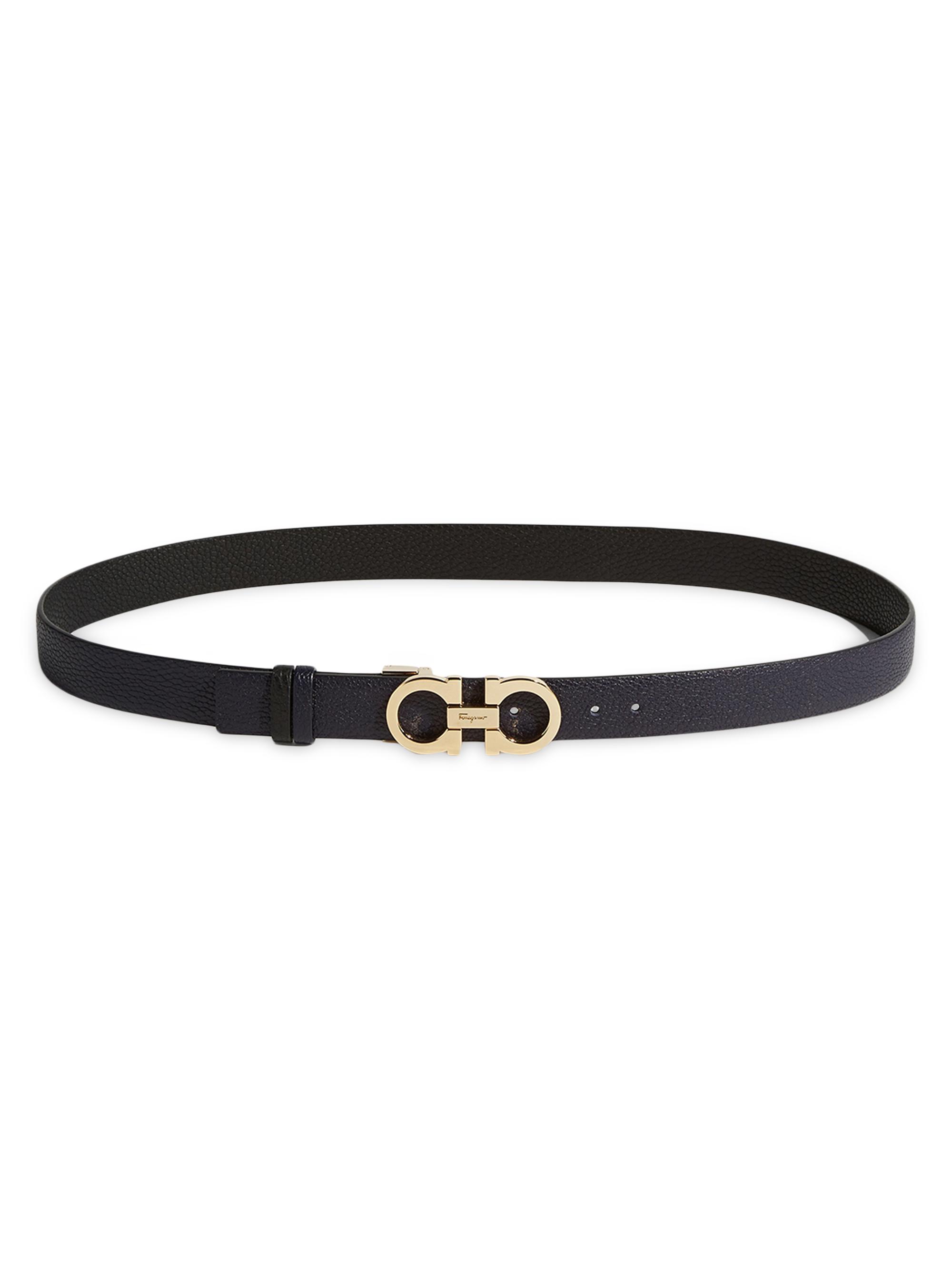 FERRAGAMO Women's Gancini Reversible & Adjustable Cut-to-Size Leather Belt - Nero