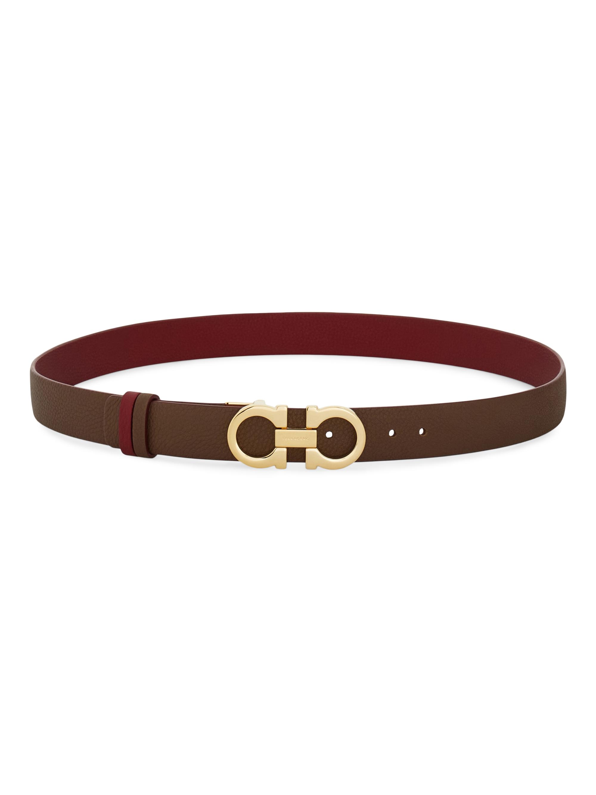 FERRAGAMO Women's Gancini Reversible Cut-To-Size Leather Belt - Clay