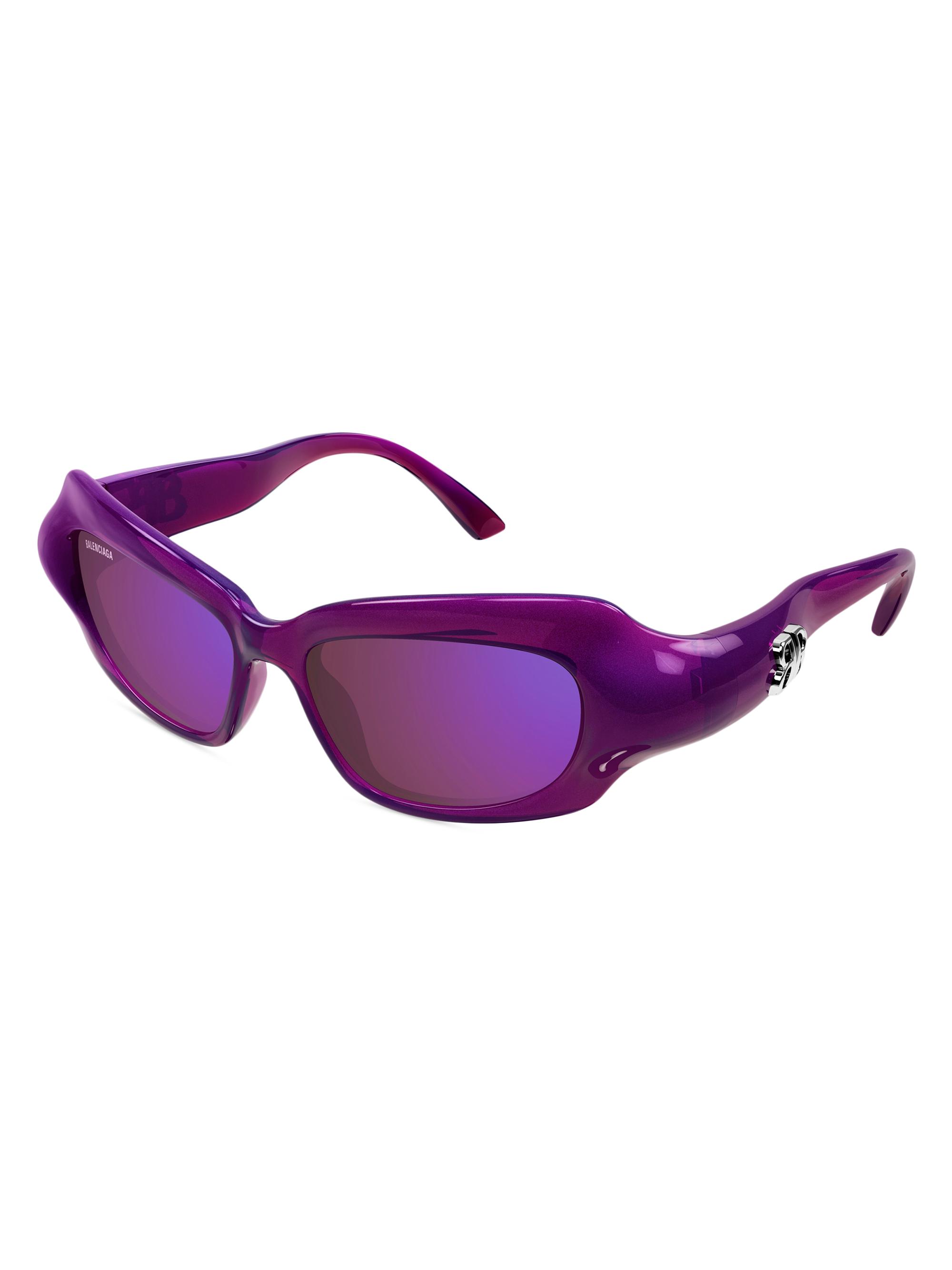 Balenciaga Men's F610 59MM Rectangular Sunglasses - Violet Purple