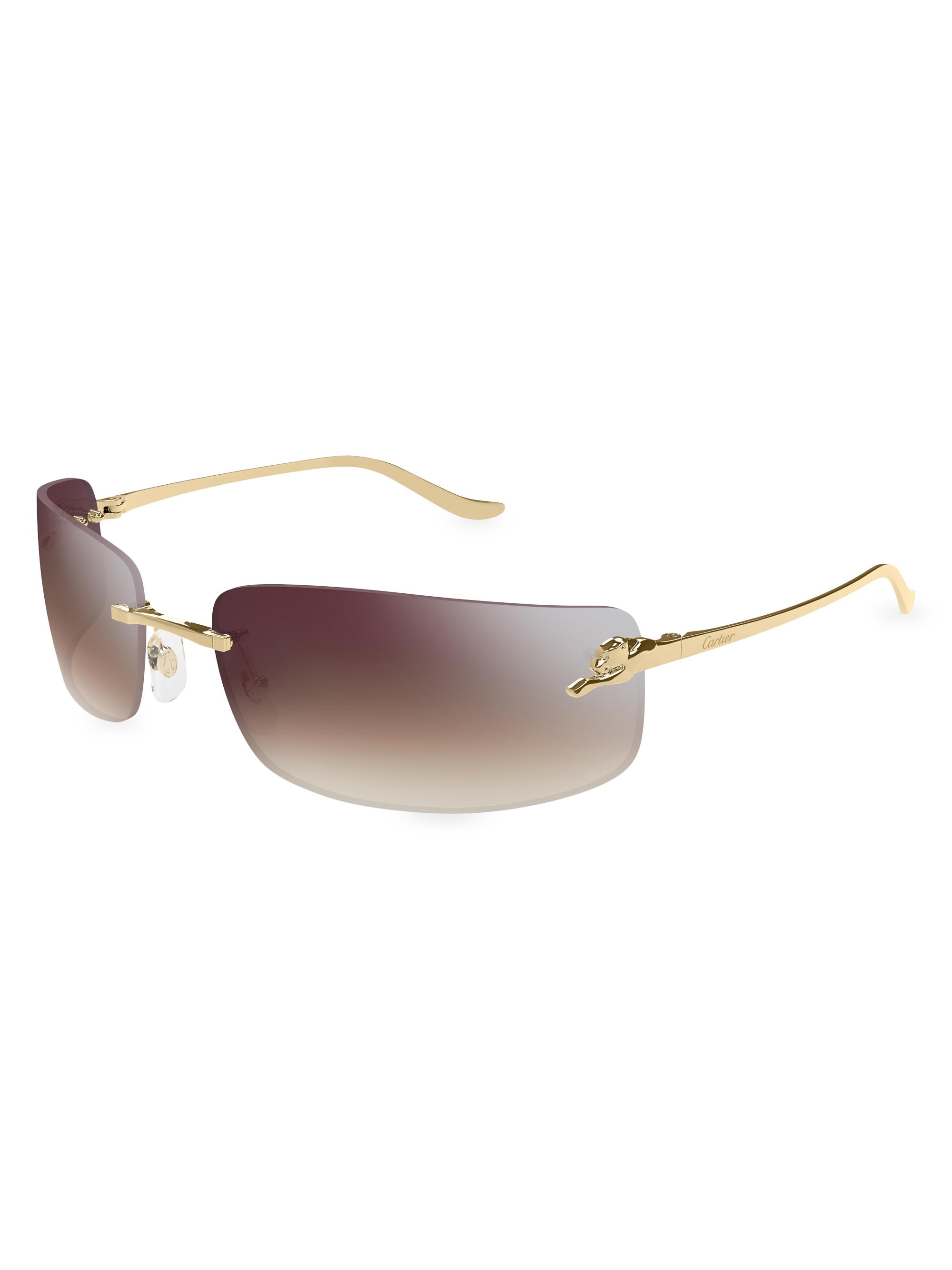 Cartier Women's Panthère Classic 71MM Rectangular Sunglasses - Gradient Burgundy Gold | Thumbnail 3