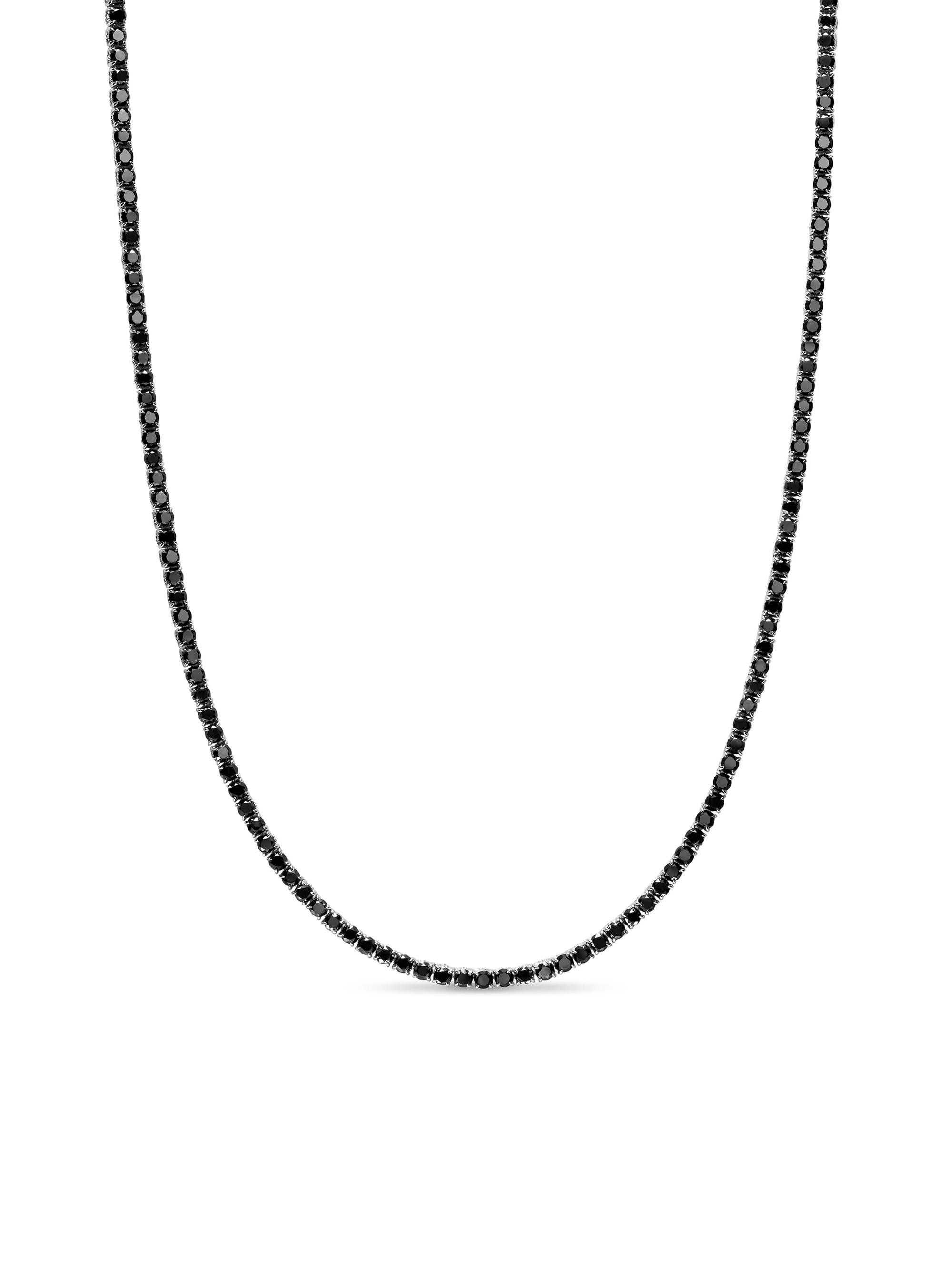 David Yurman Men's Tennis Necklace in 18K White Gold - Black Diamond