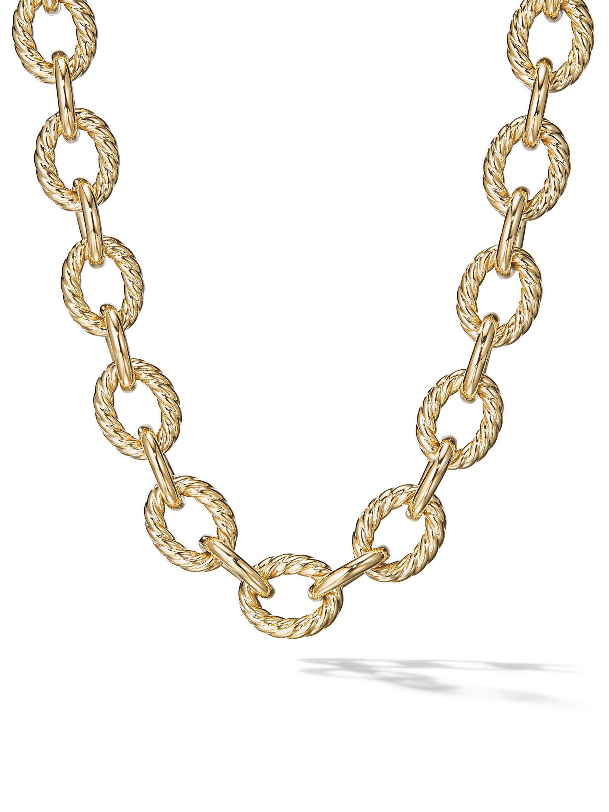 David Yurman Women's Oval Link Chain Necklace in K Yellow Gold, 16MM - Gold