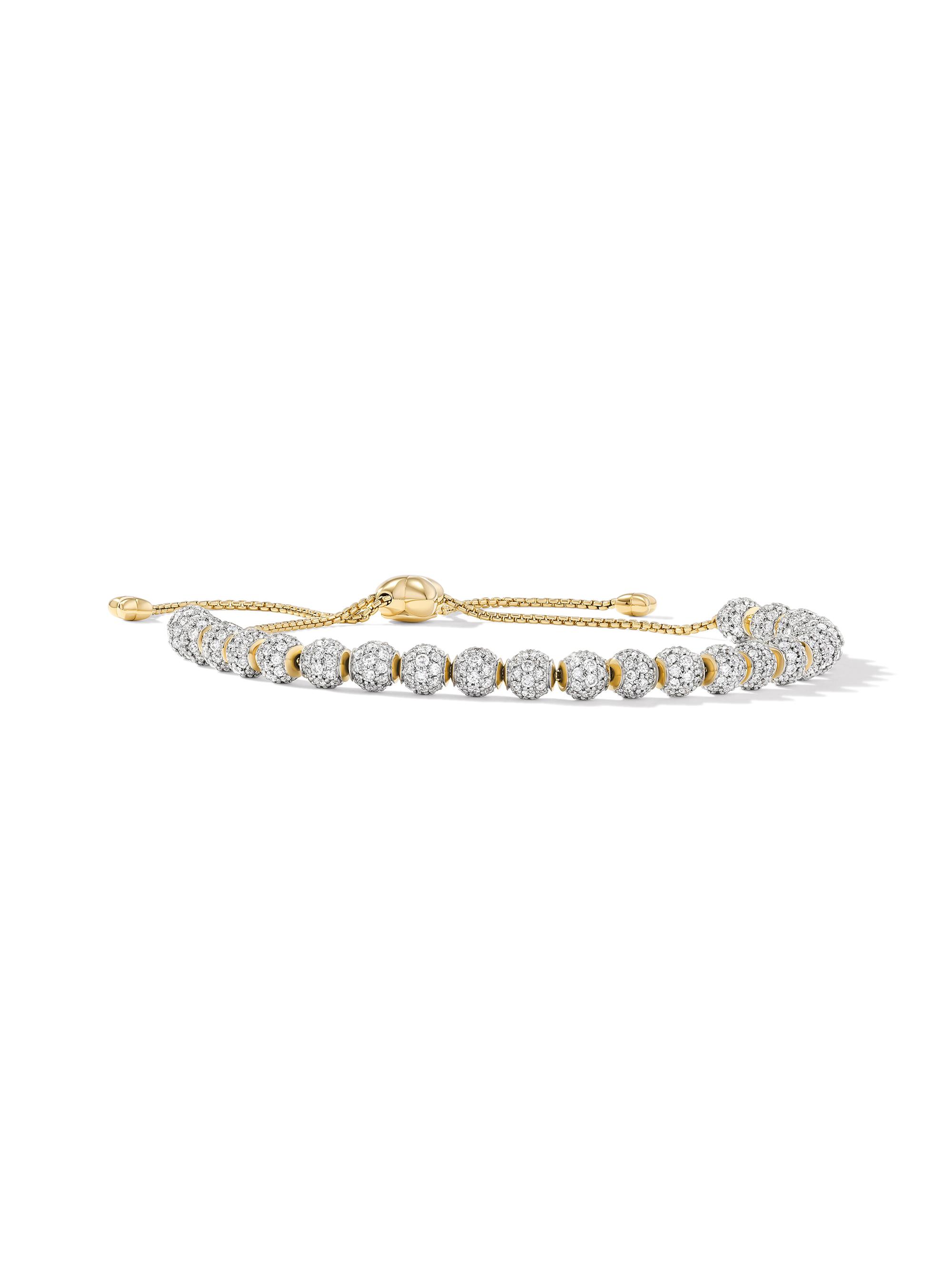 David Yurman Women's Petite Pave Spiritual Beads Bracelet in 18K Yellow Gold with Diamonds, 5MM - Diamond