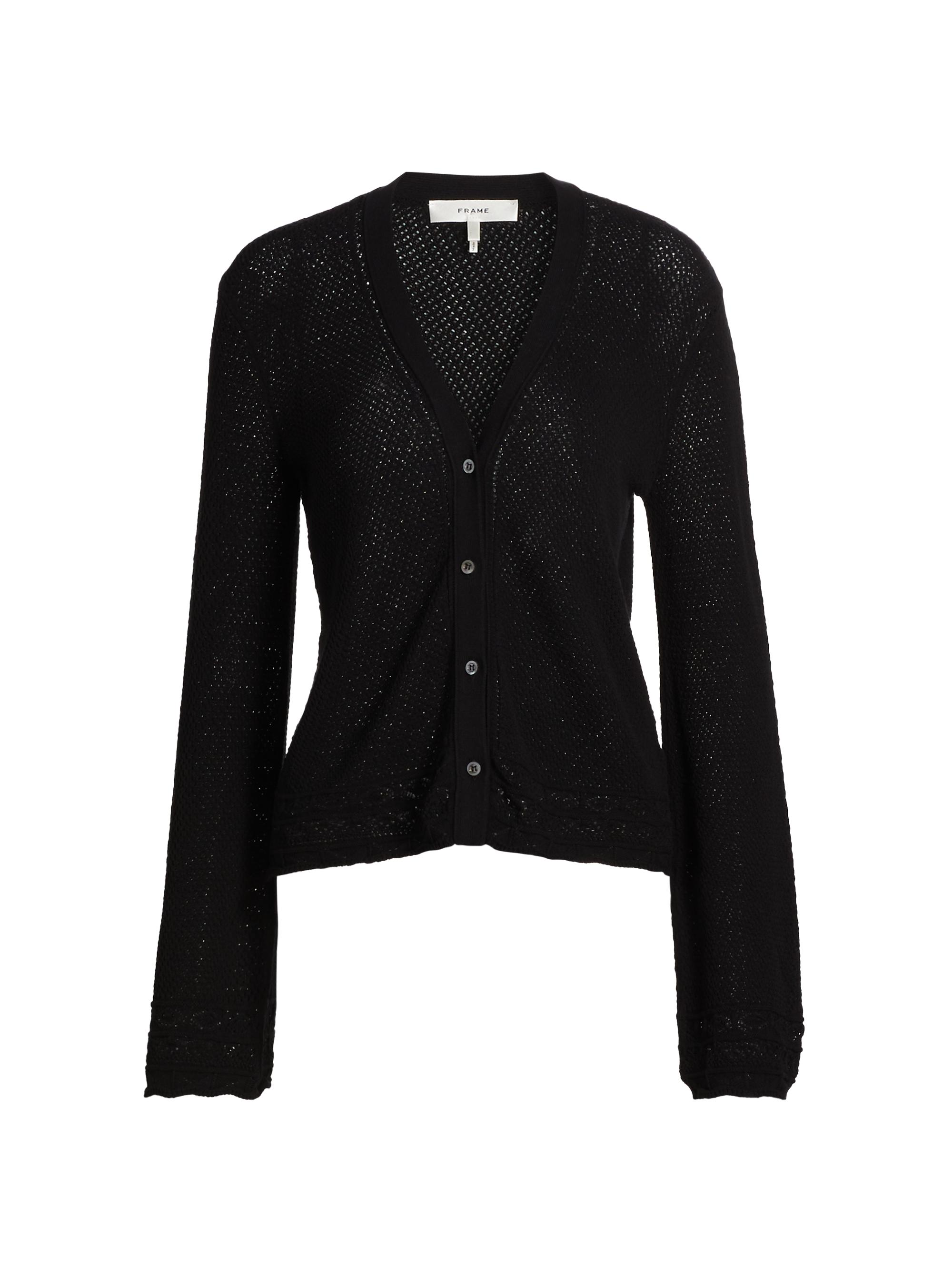 Frame Women's Pointelle Knit Cardigan - Black