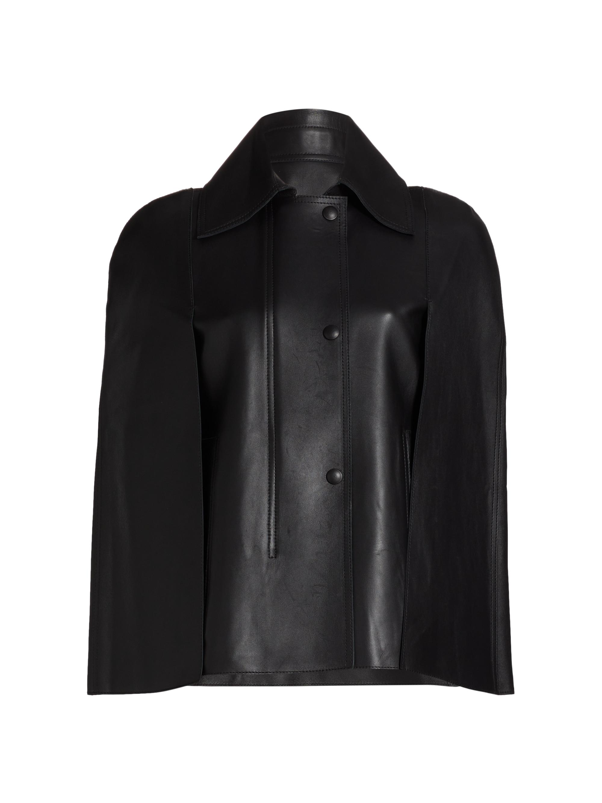 Toteme Women's Double Leather Cape-Sleeve Jacket - Black