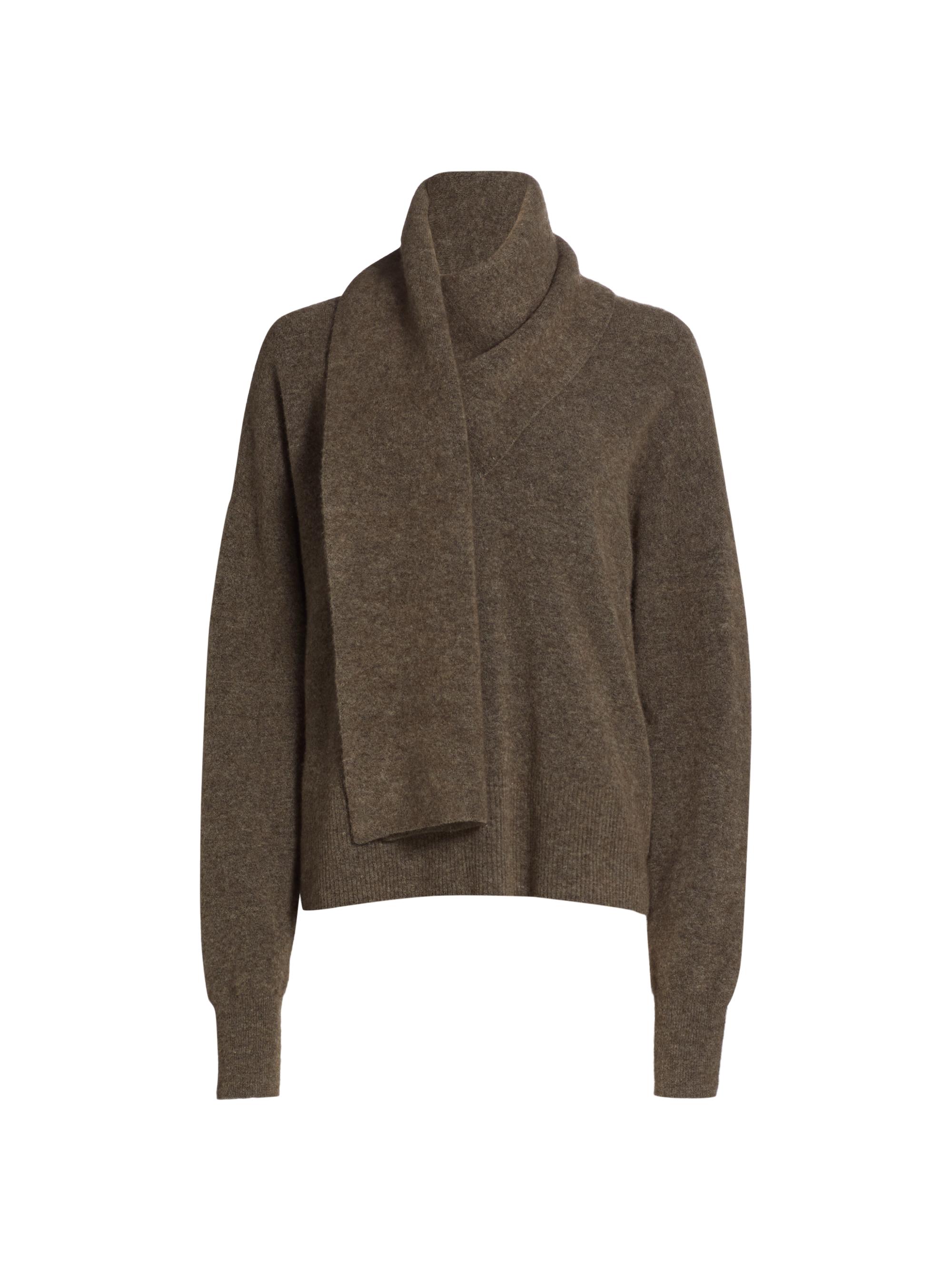 Toteme Women's Draped-Scarf Knit Sweater - Truffle