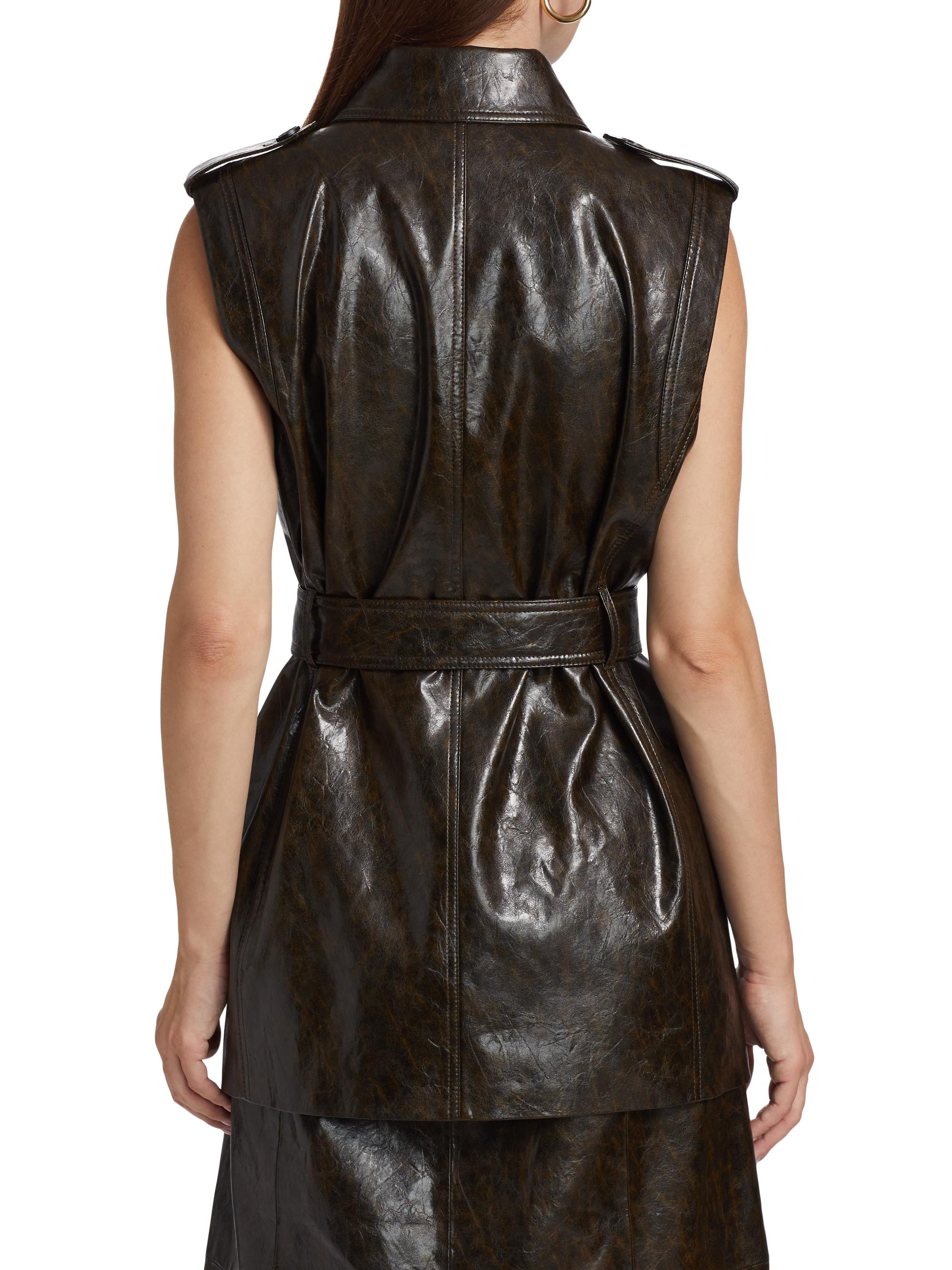 slim fit dress slacks Women's Punk Zipper Faux Leather Vest – Punk Design main image 1