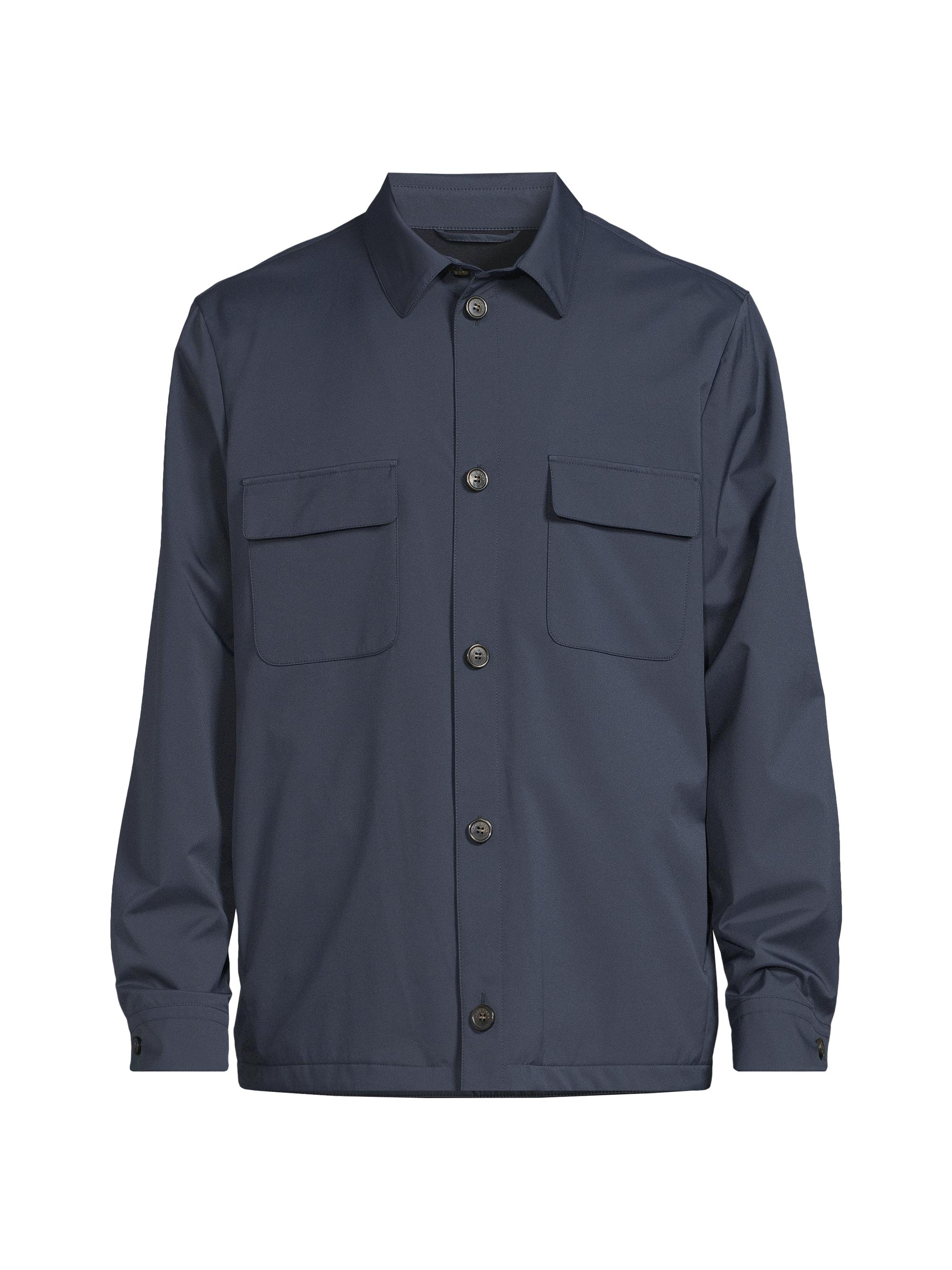 Loro Piana Men's Spread Collar Knit Overshirt - Blue Navy