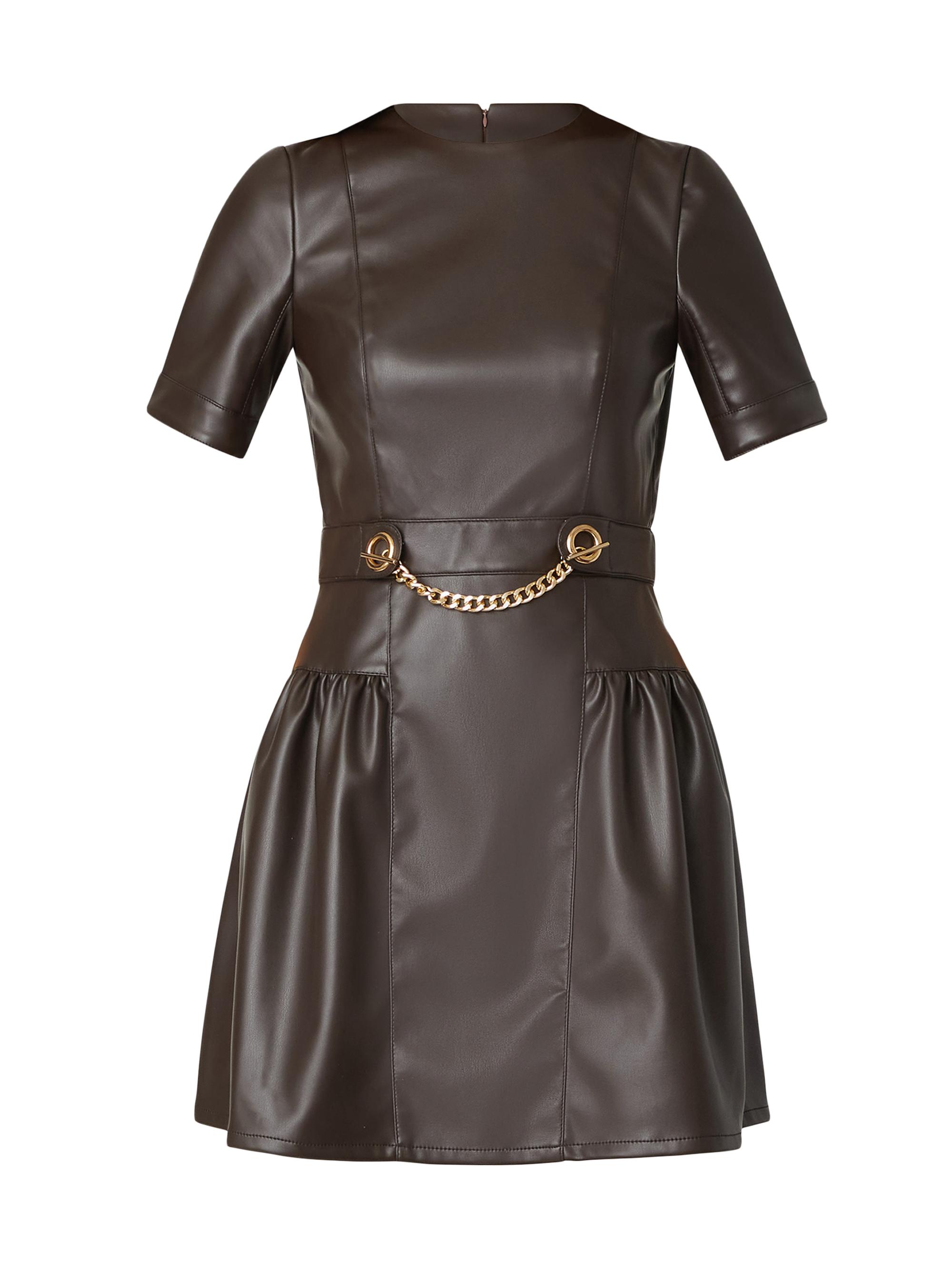 Shoshanna Women's Emilia Faux-Leather Chainlink Minidress - Chocolate Brown