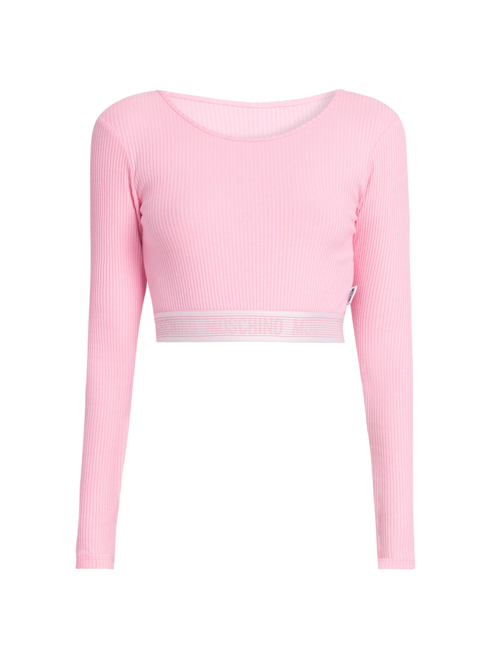 Moschino Women's Logo-Banded Long-Sleeve Crop Top - Pink
