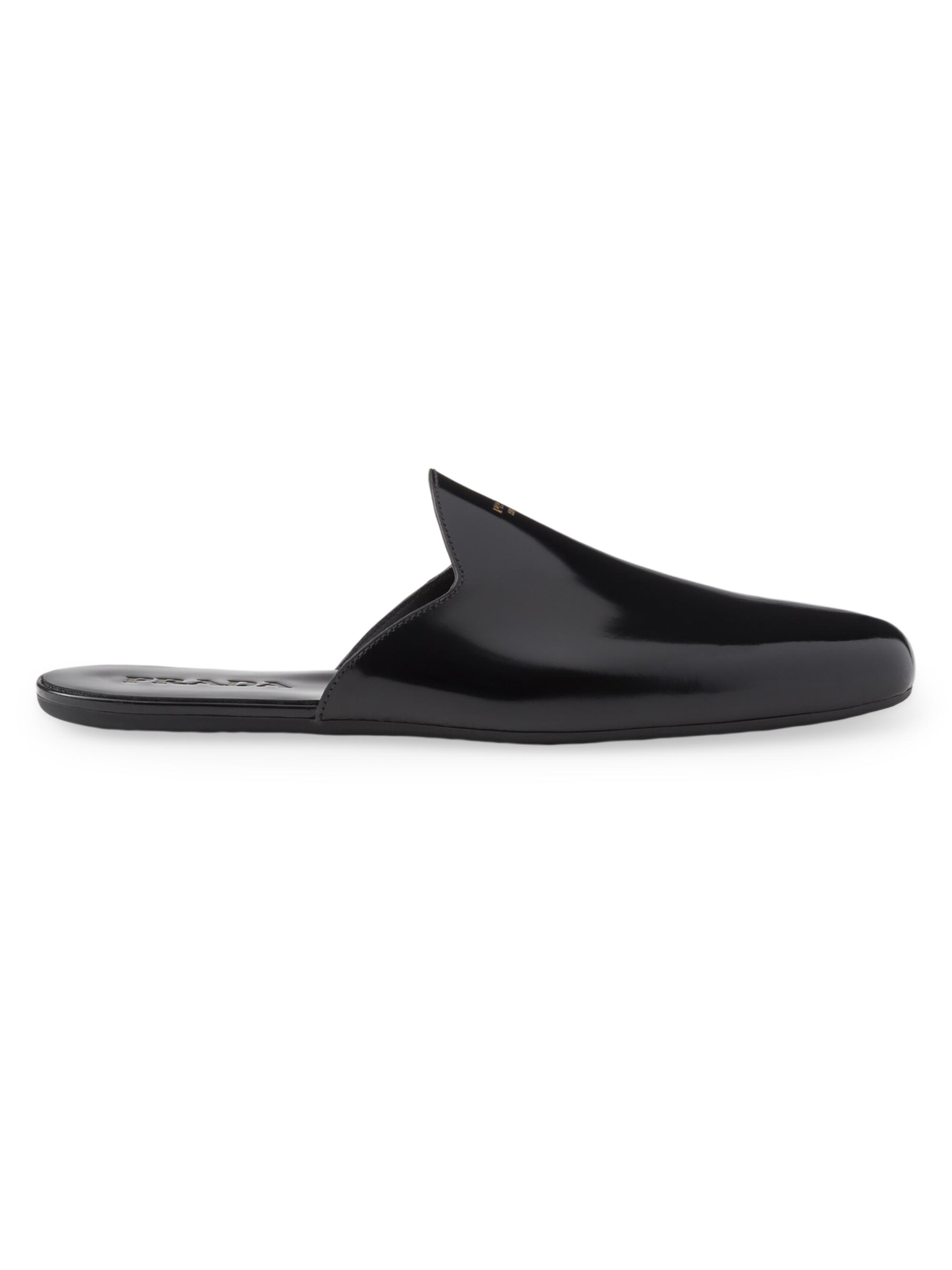 Prada Brushed Leather Slippers | Saks Fifth Avenue