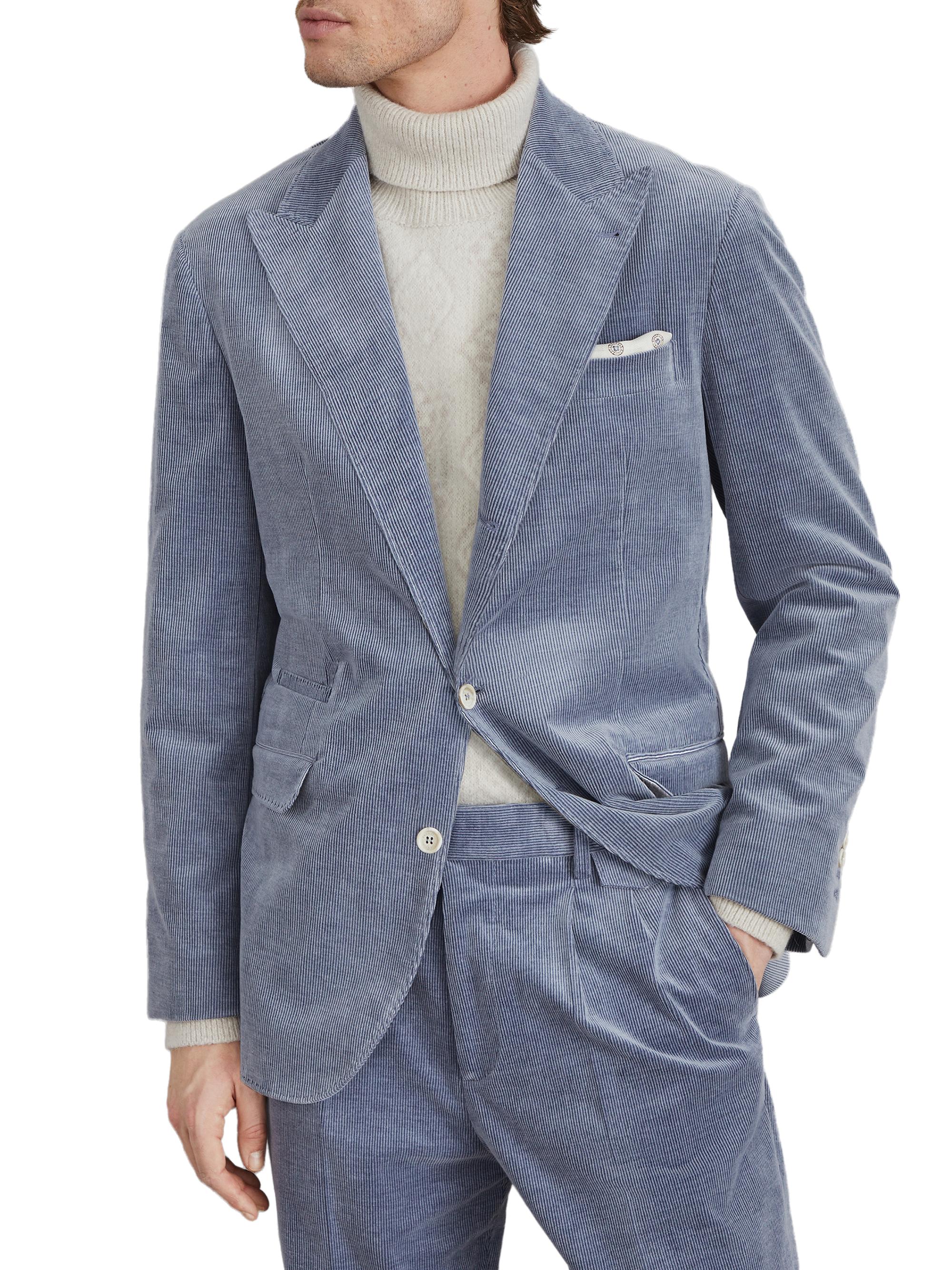 Brunello Cucinelli Men's Comfort Cotton and Cashmere Corduroy Deconstructed Blazer - Denim