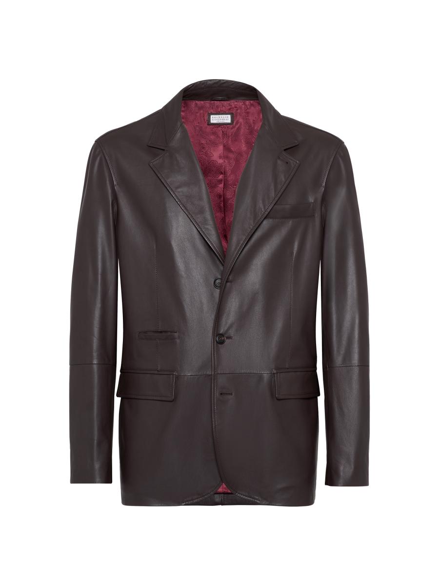 Brunello Cucinelli Polished Calfskin Blazer Style Outerwear