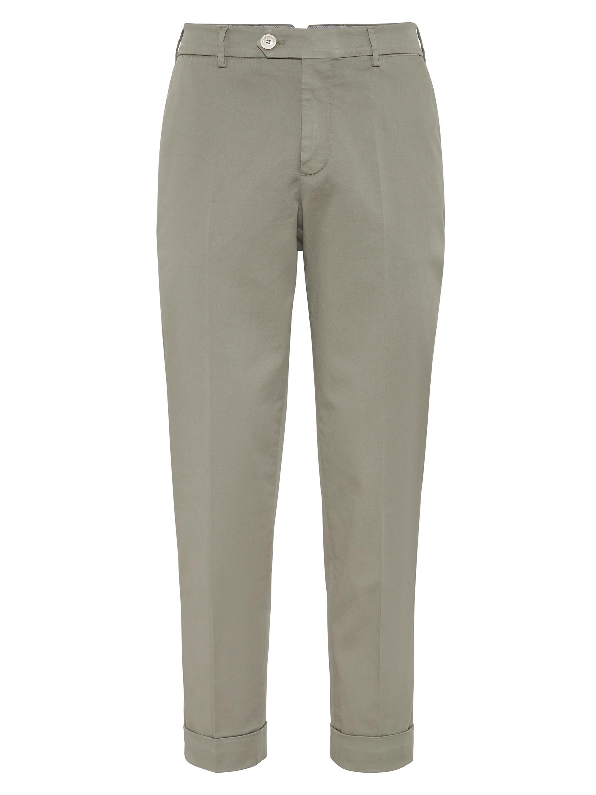 Brunello Cucinelli Men's Garment Dyed Italian Fit Trousers - Military