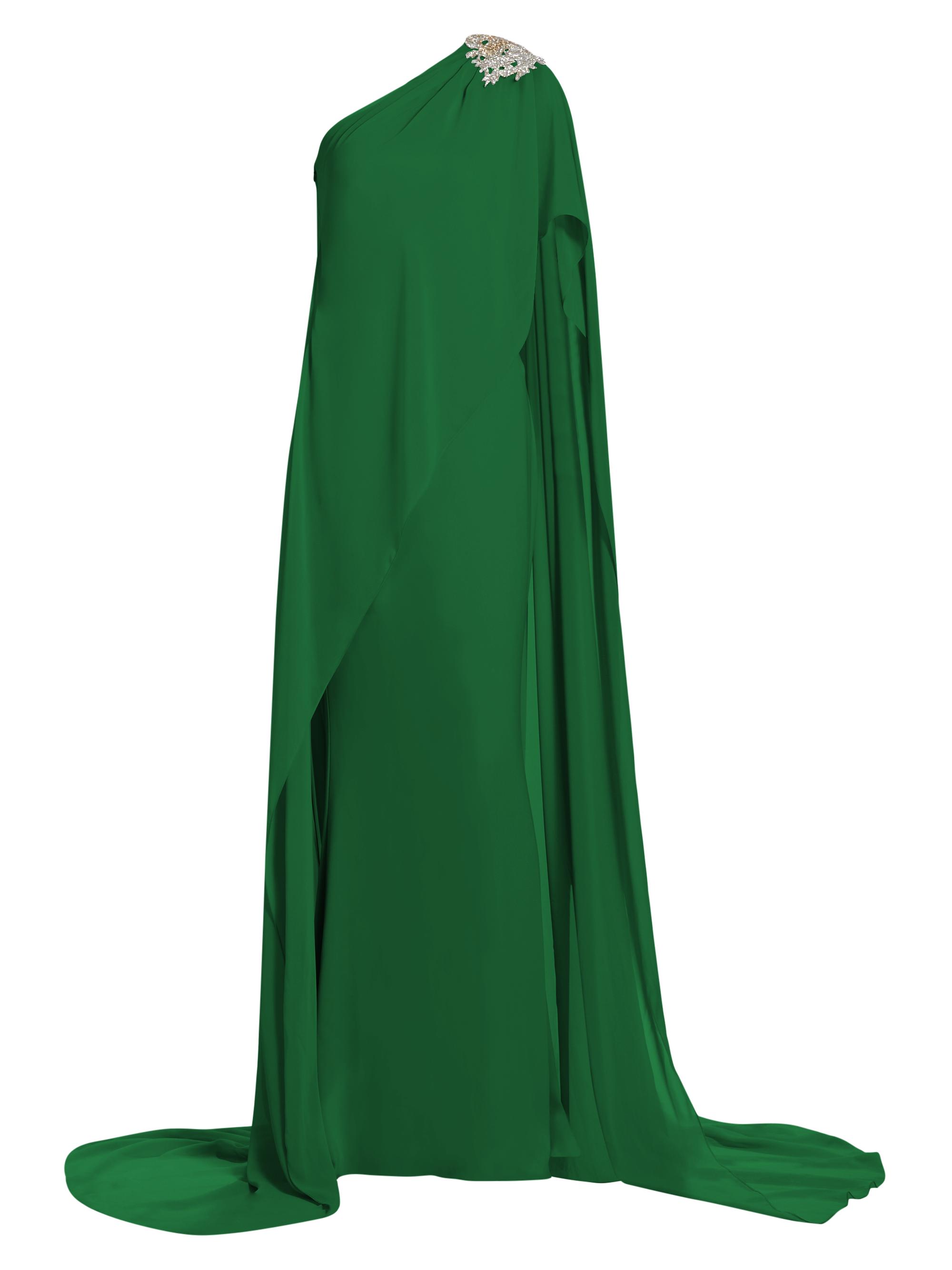 Atelier Prabal Gurung Women's Gloria One-Shoulder Cape Gown - Green