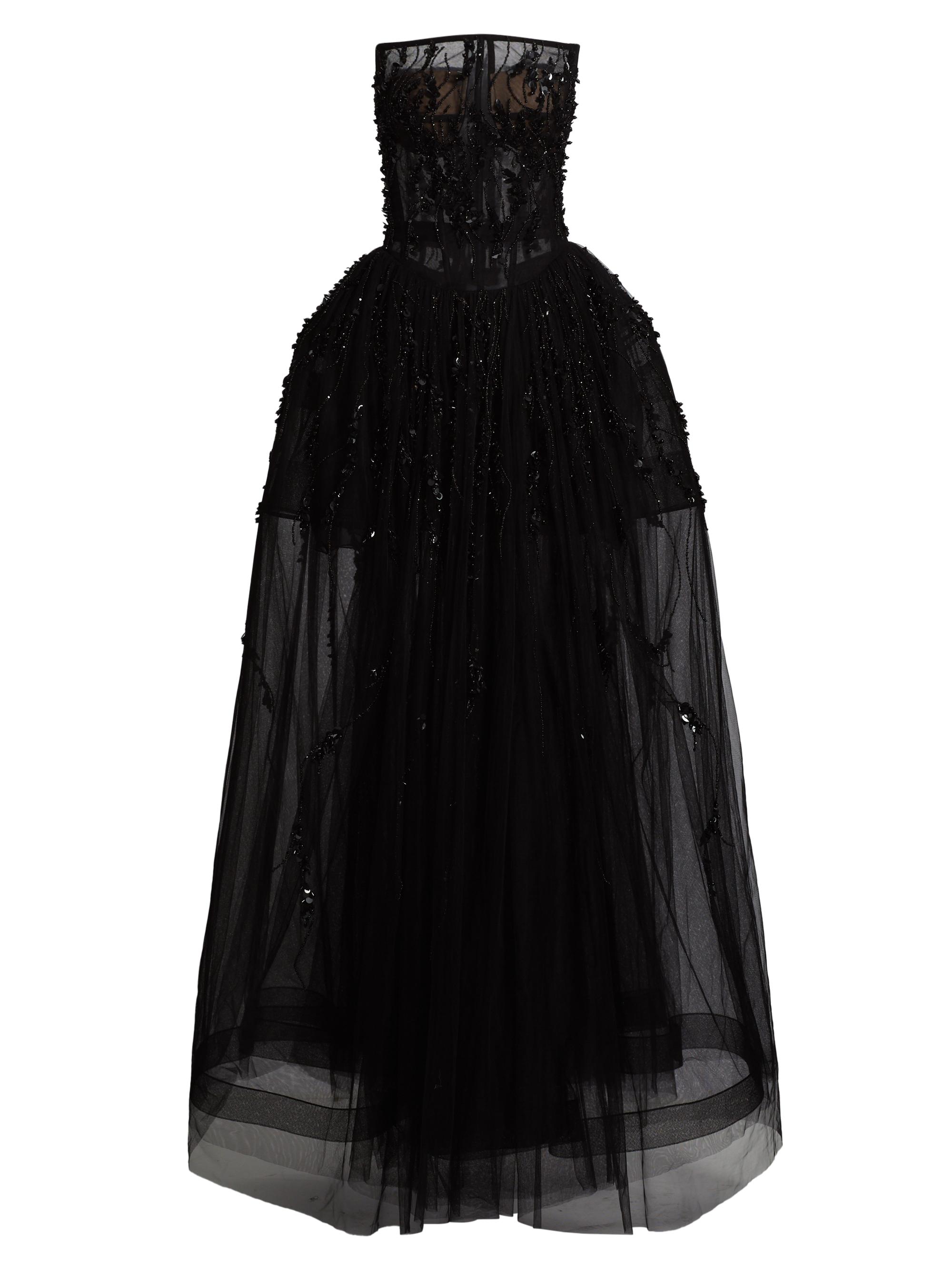 Atelier Prabal Gurung Women's Embroidered Tulle Ball Gown - Black