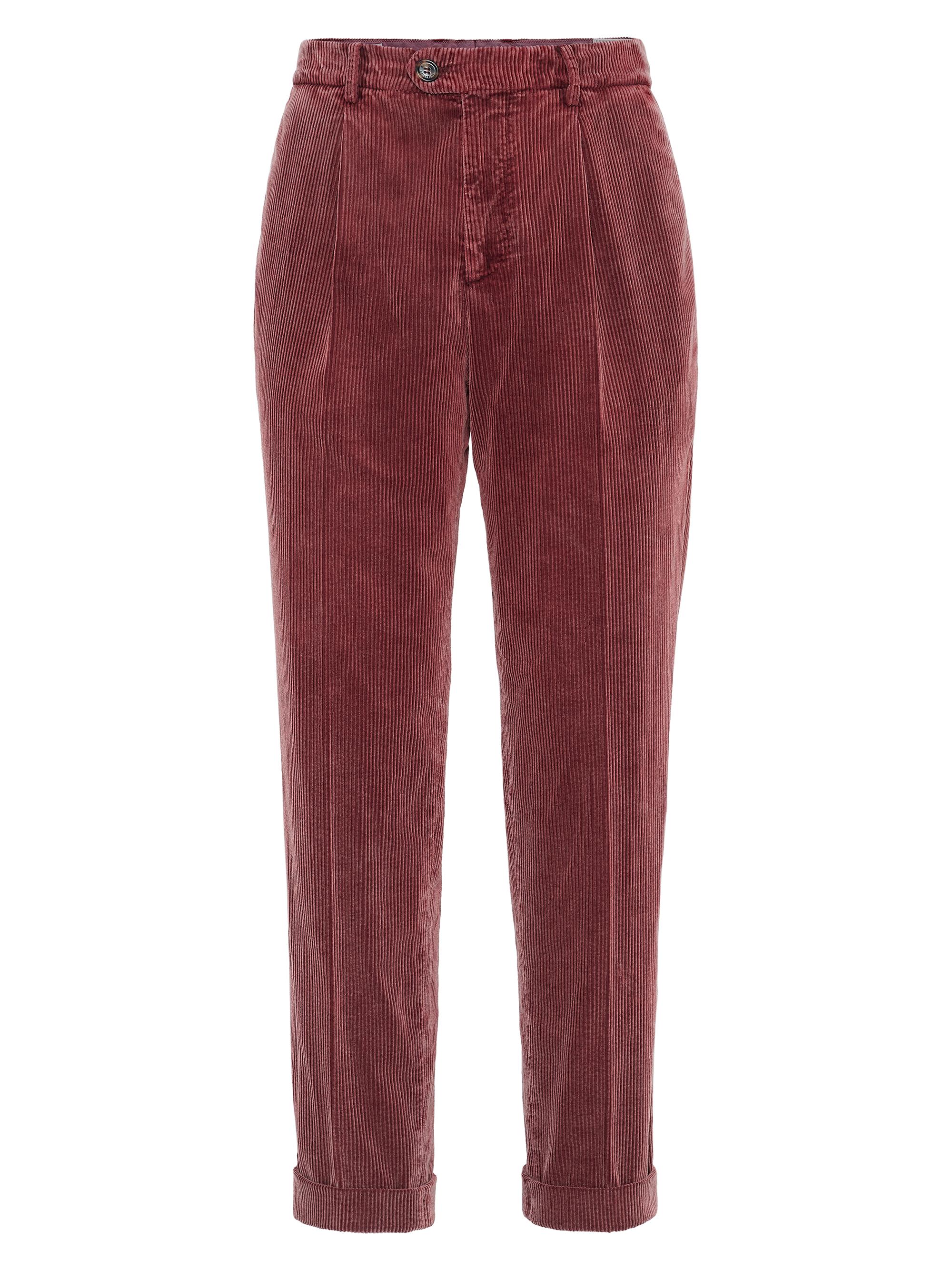 Brunello Cucinelli Men's Garment Dyed Leisure Fit Trousers in Cotton Corduroy - Light Purple