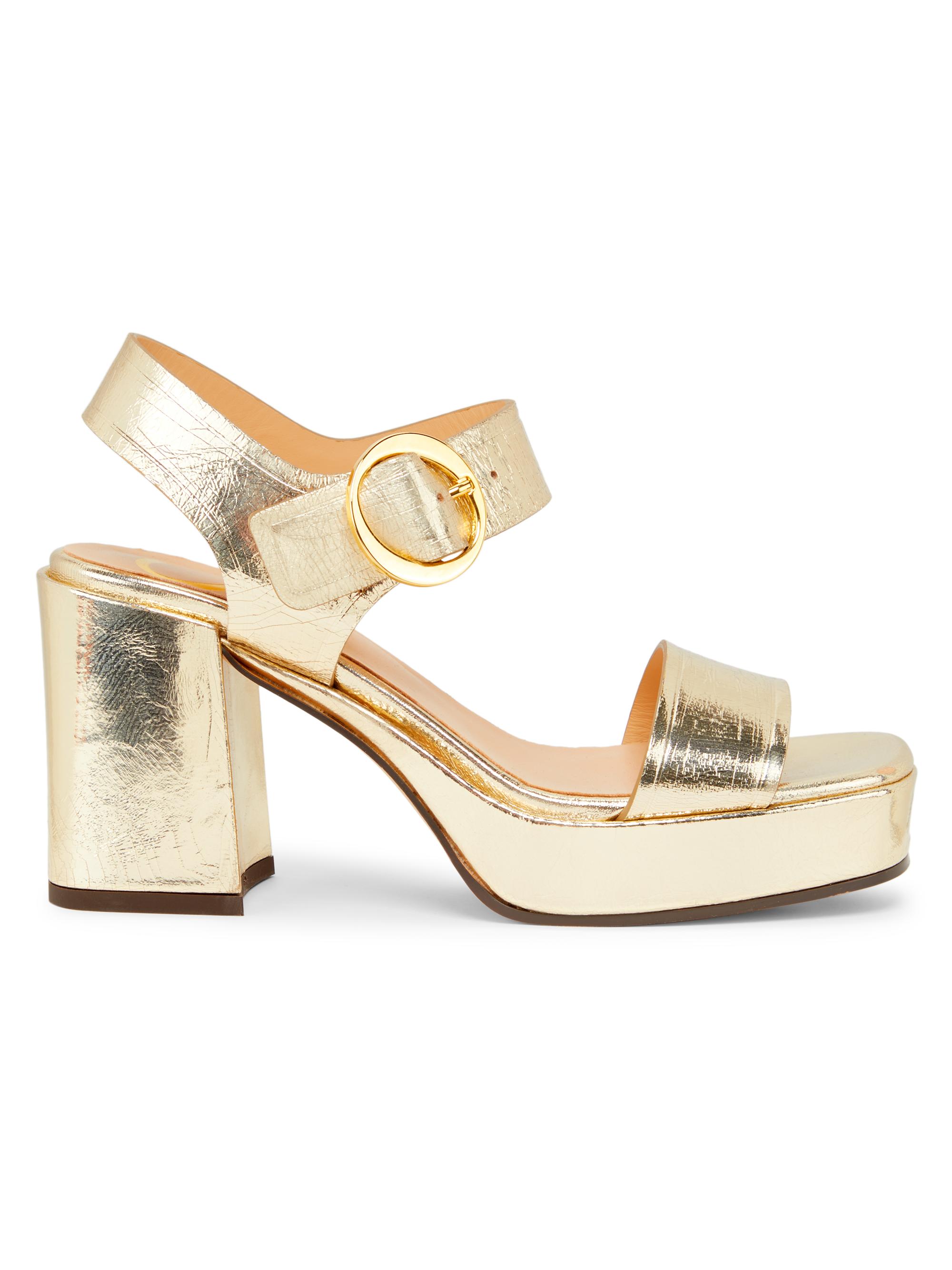 Odissì Women's Brianne 90MM Metallic Leather Platform Sandals - Light Gold