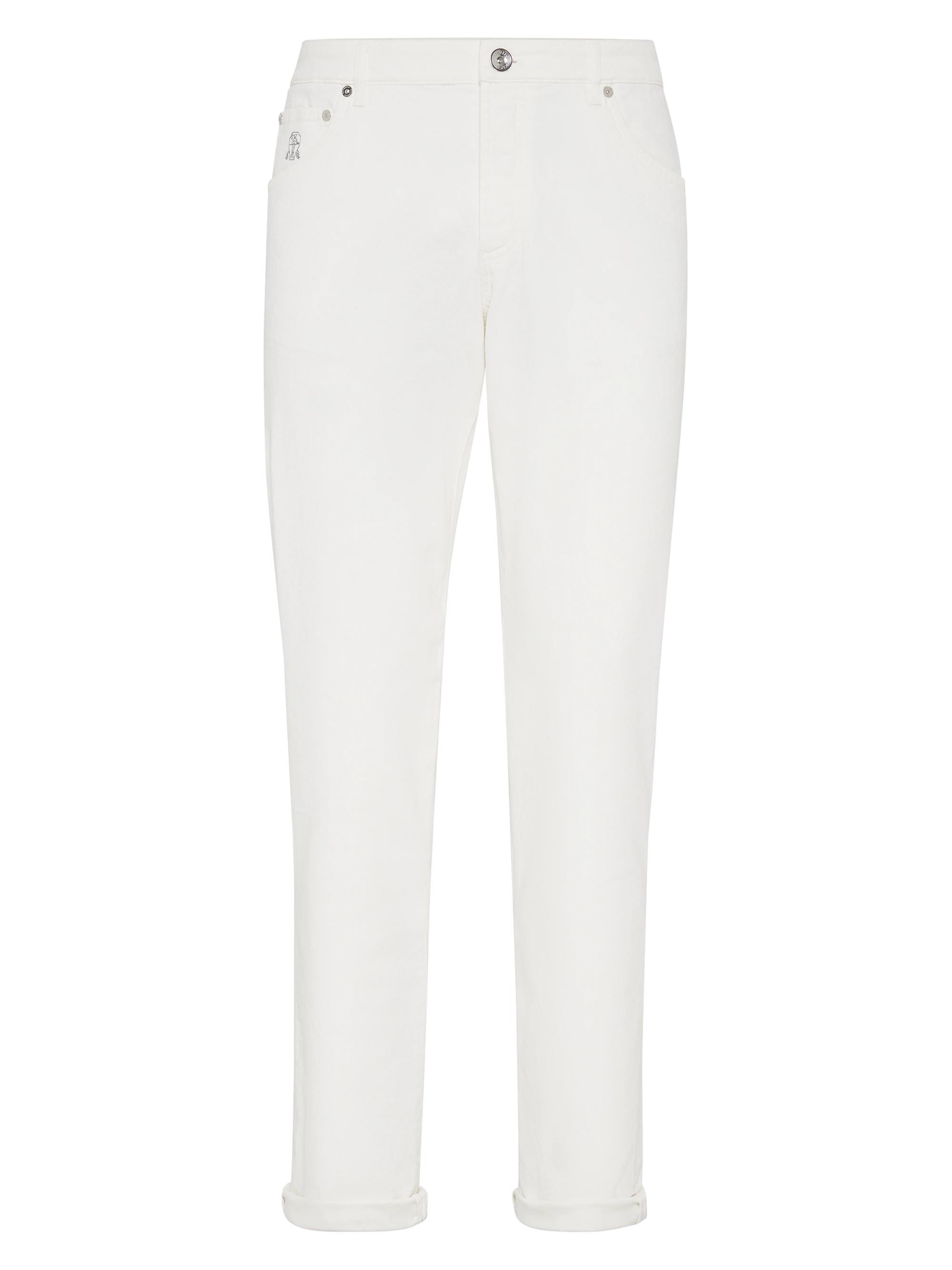 Brunello Cucinelli Men's Garment Dyed Slim Fit Jeans in Lightweight Denim - Snow